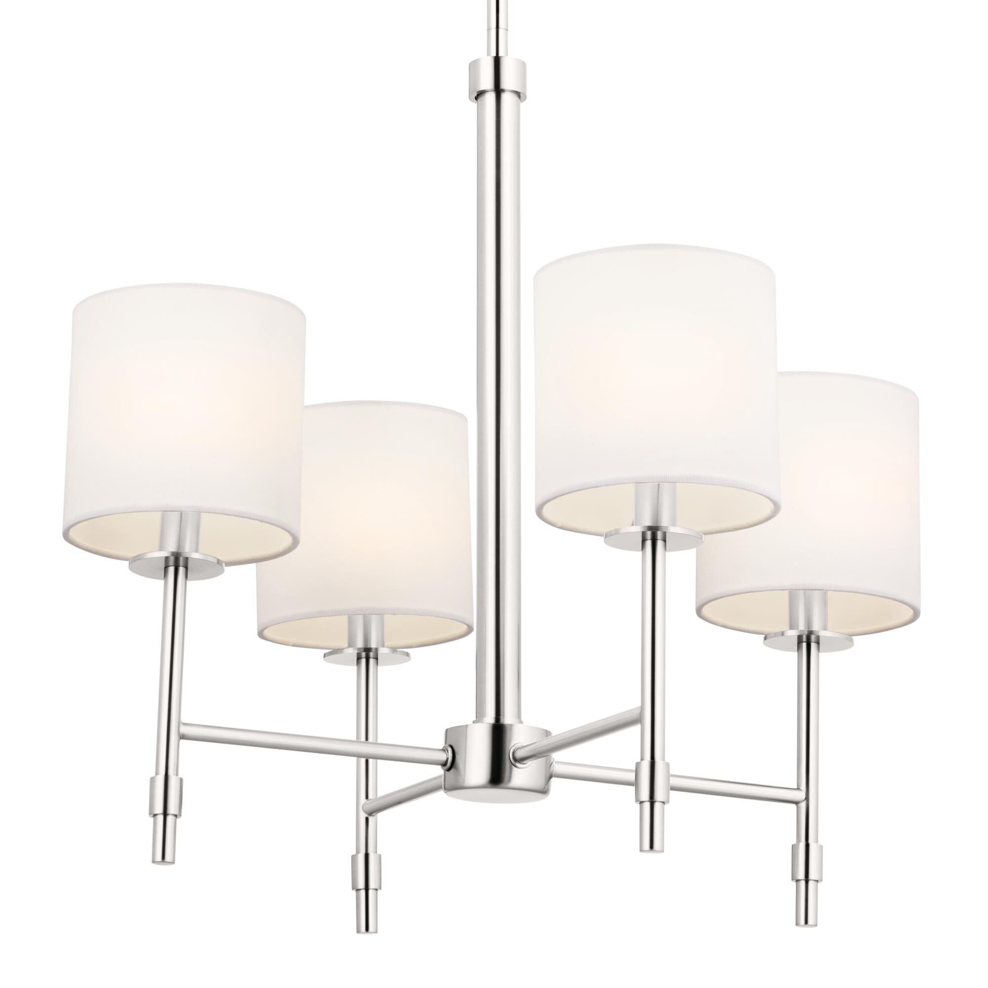 Shown in Polished Nickel finish and Fabric and Drum shade