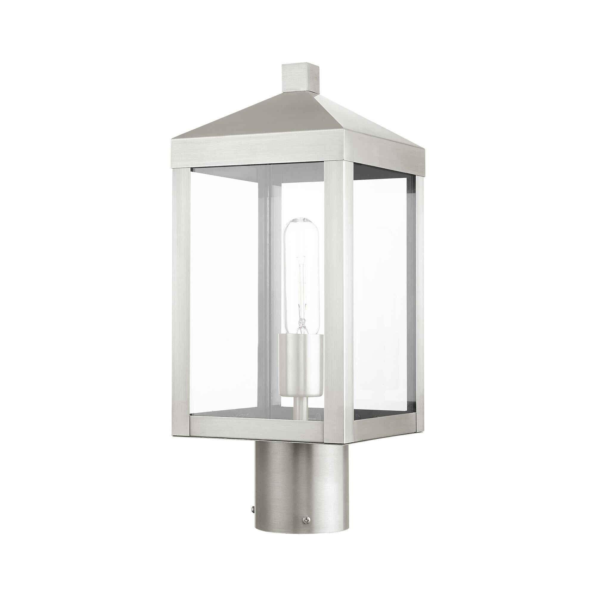 Shown in Brushed Nickel finish and Clear glass and Clear Glass shade