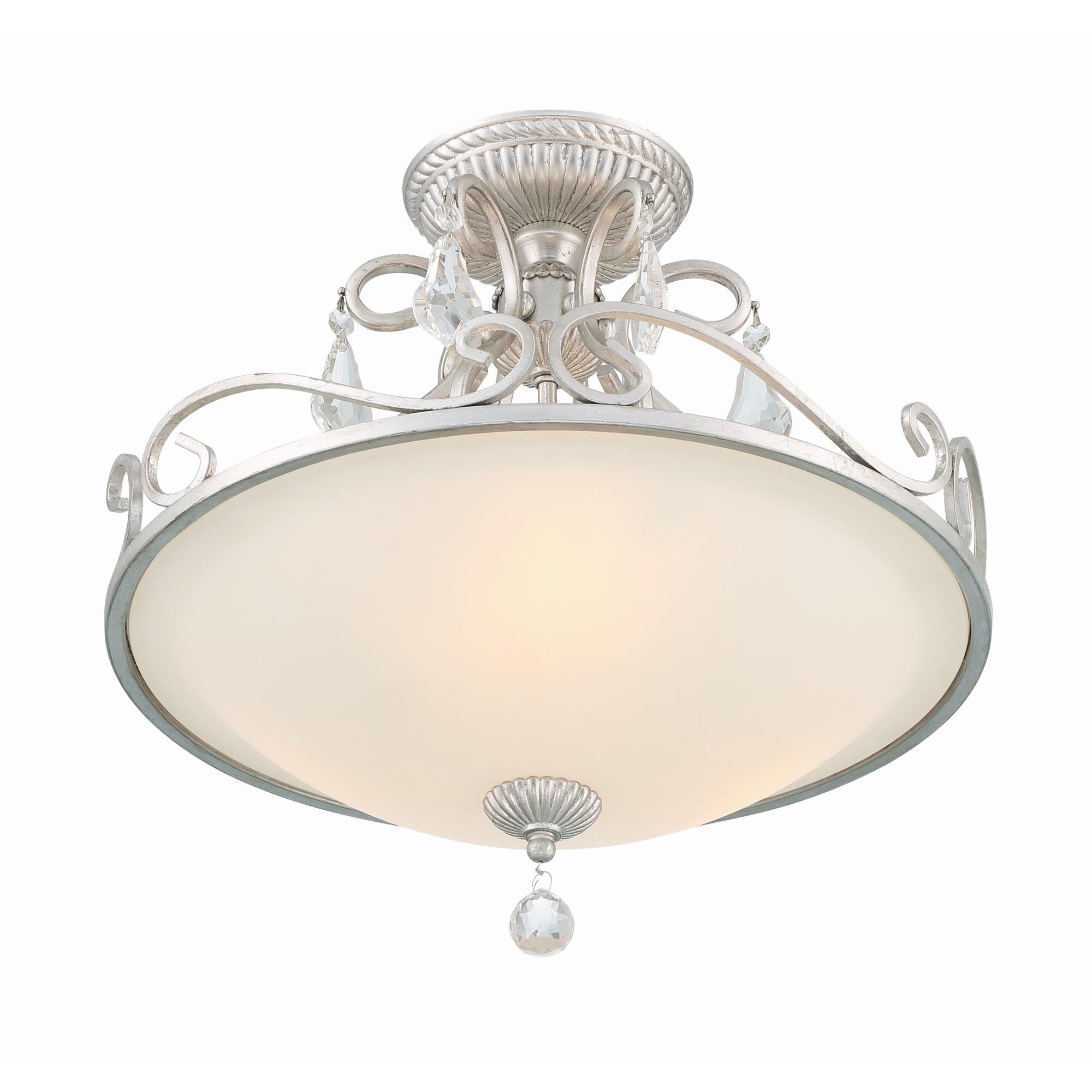 Shown in Olde Silver finish and Hand Cut Crystal crystal and Frosted glass