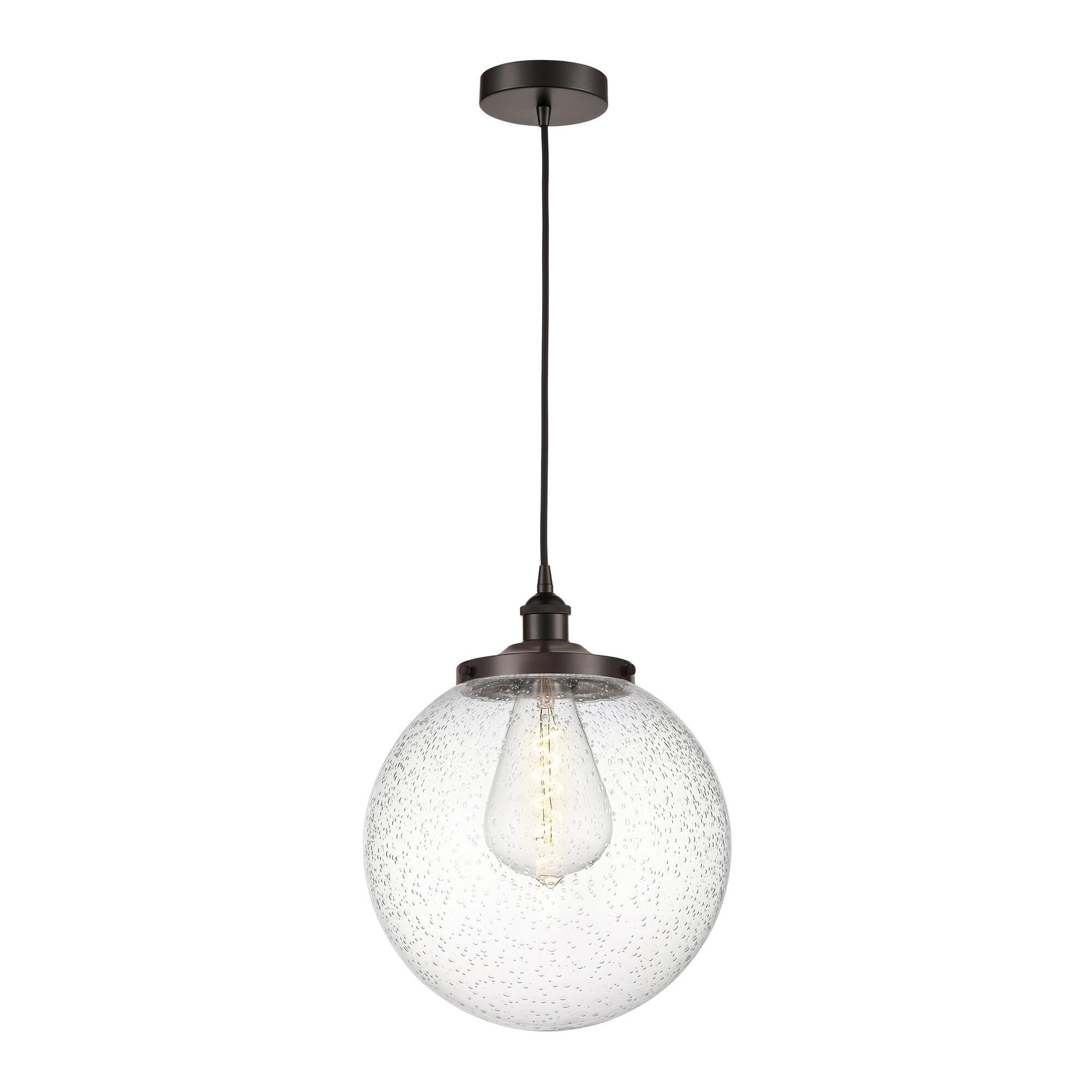 Shown in Oil Rubbed Bronze finish and Seedy glass