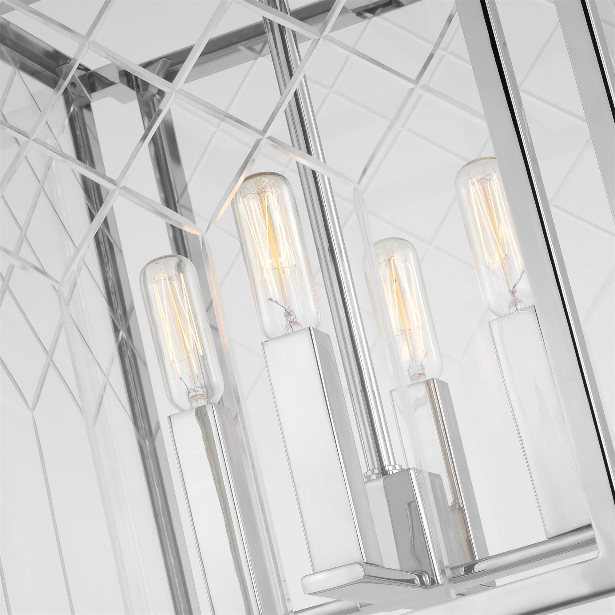 Shown in Polished Nickel finish and Clear With Diamond Cut Pattern glass