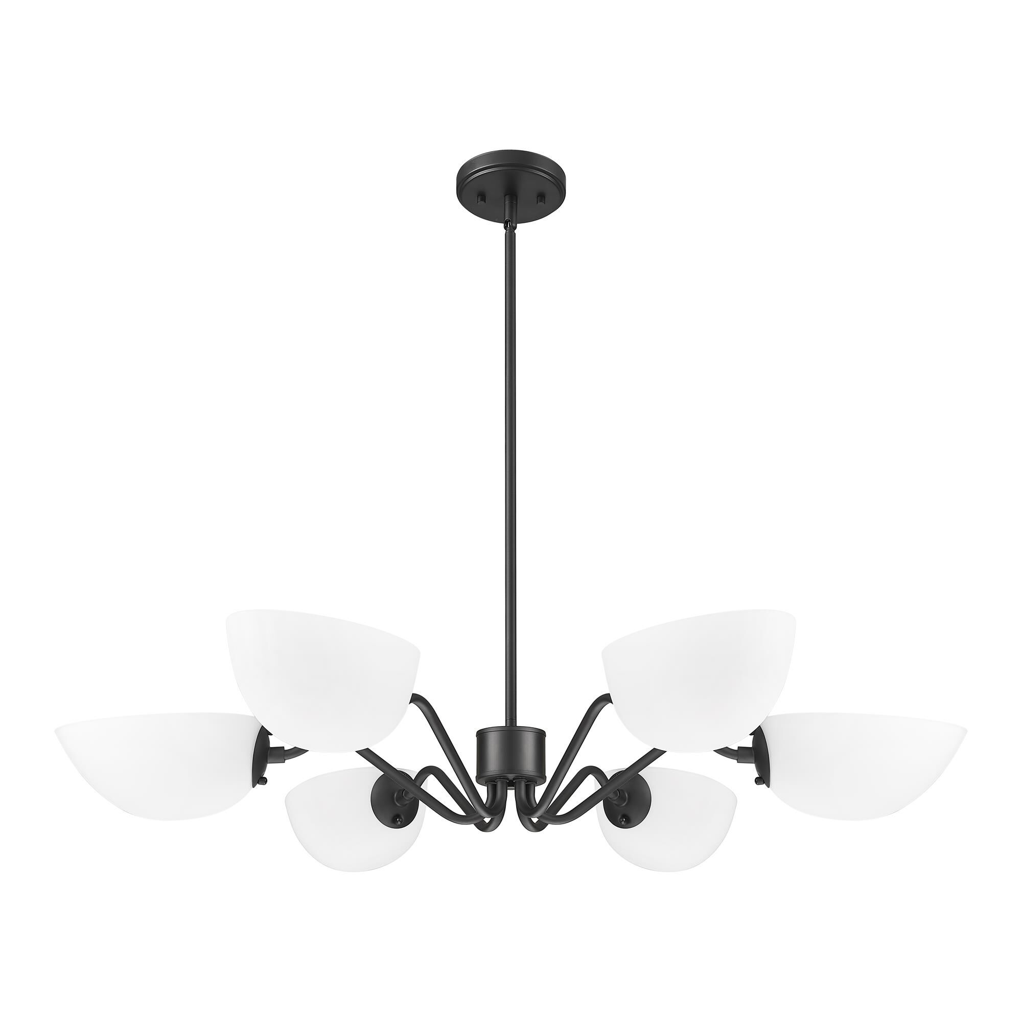 Shown in Matte Black finish and White glass