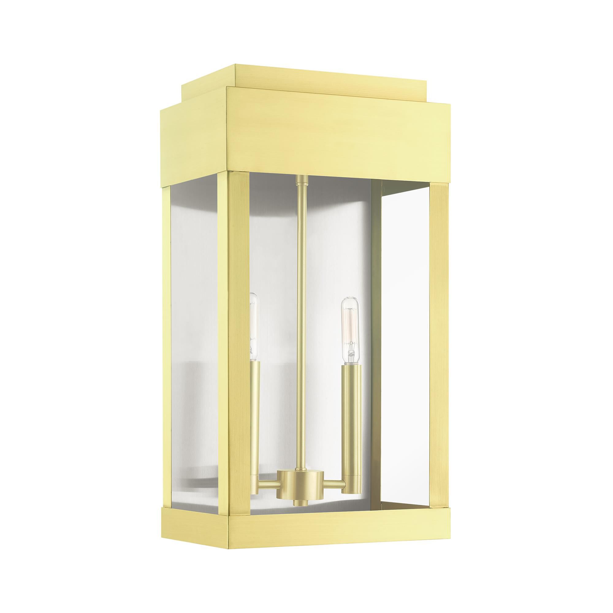 Shown in Satin Brass finish and Clear glass
