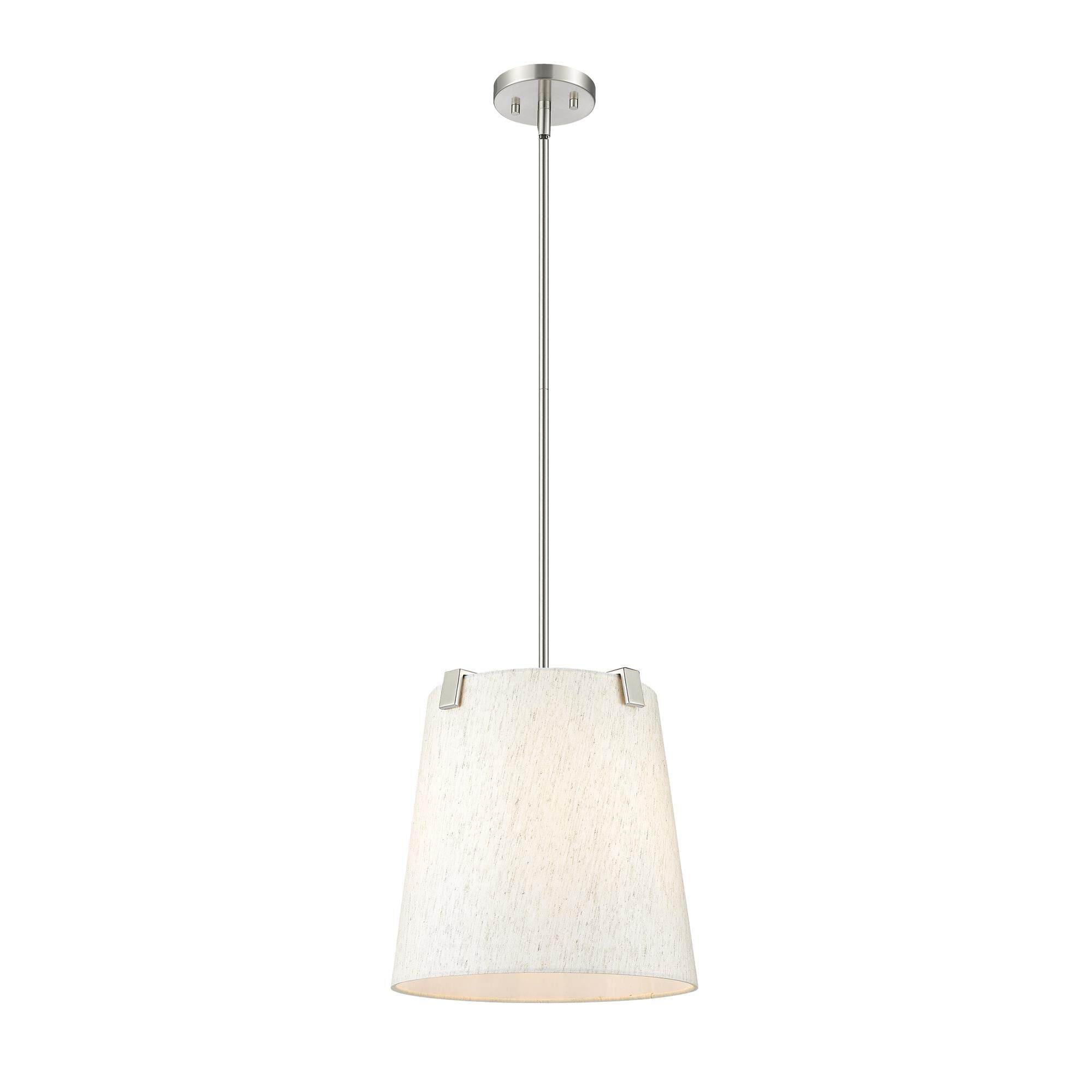 Shown in Brushed Nickel finish and Cream glass and Cream shade