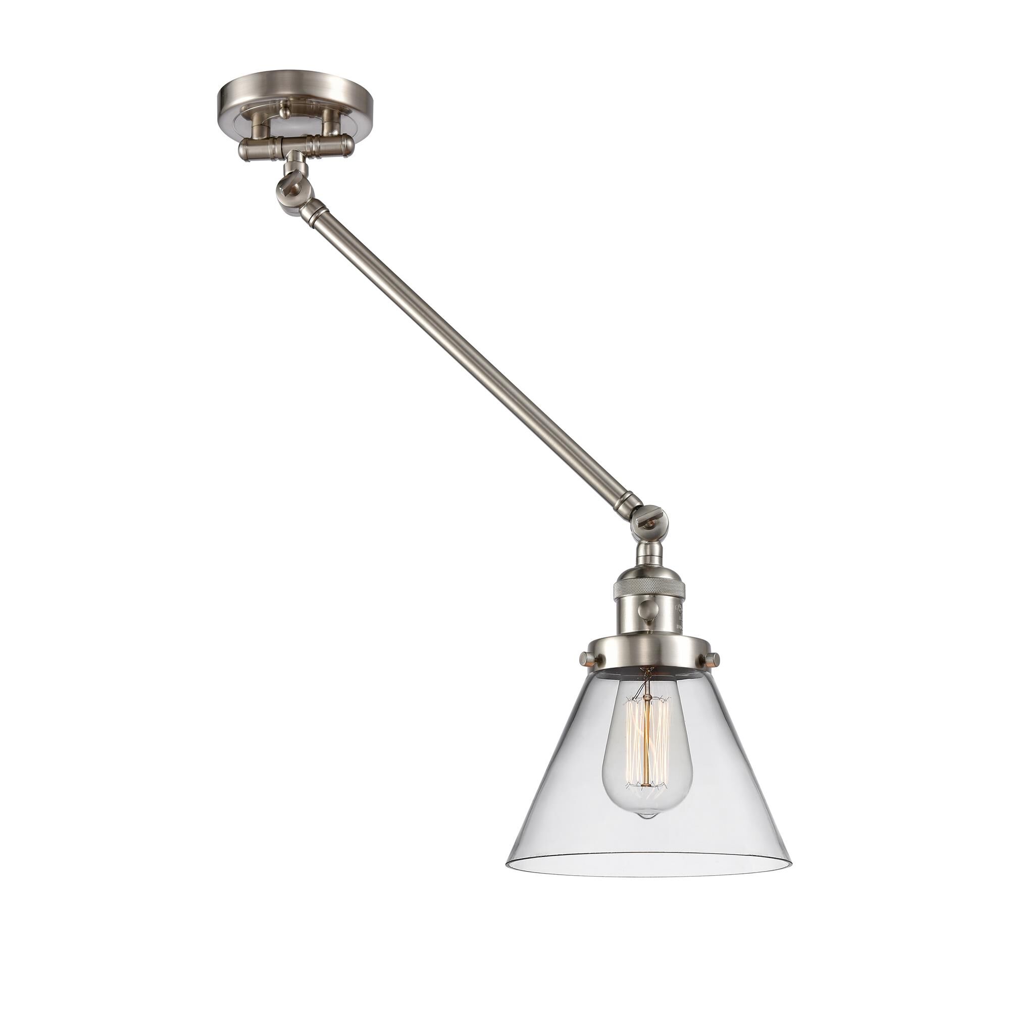 Shown in Brushed Satin Nickel finish and Clear glass