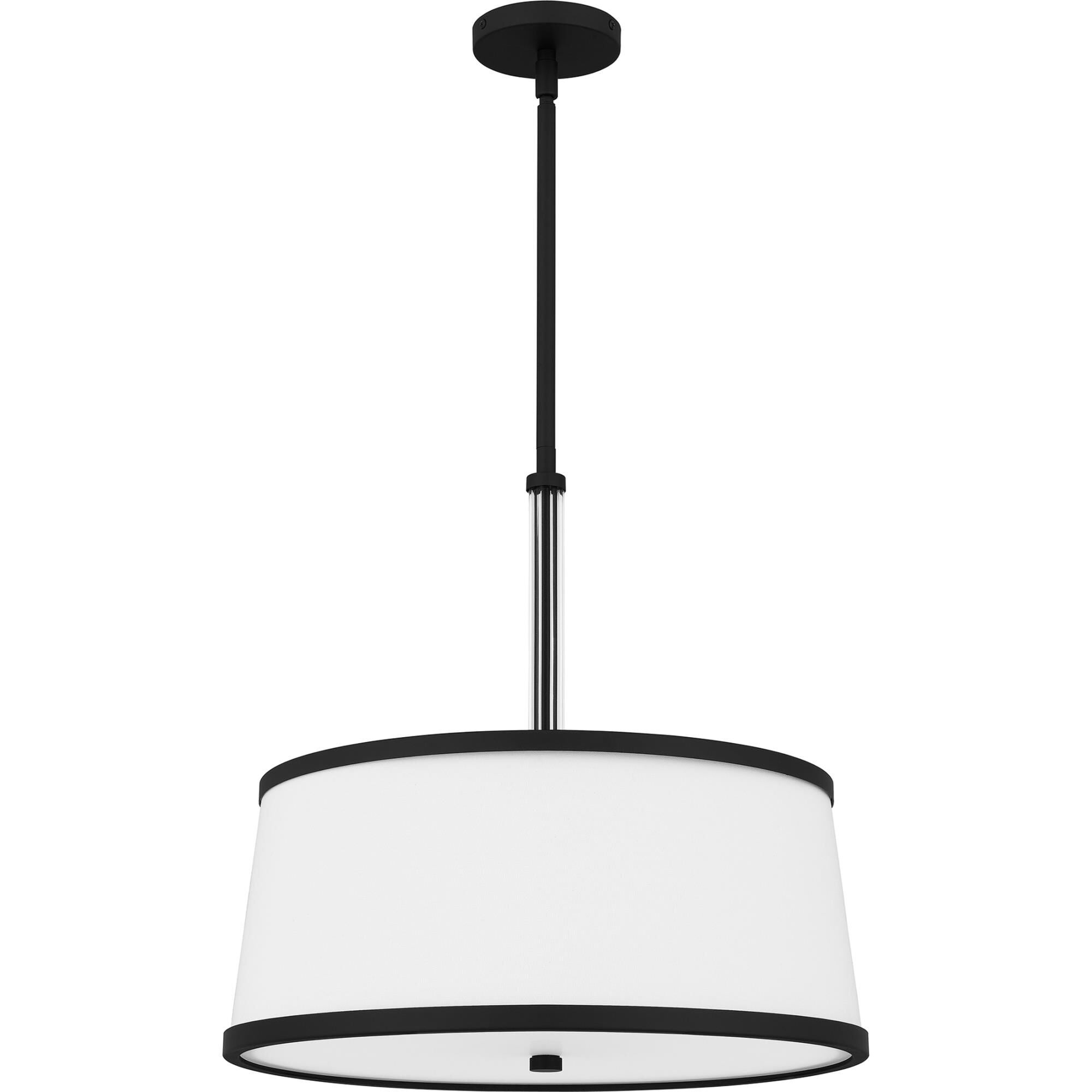 Shown in Matte Black finish and Egg Shell Fabric shade