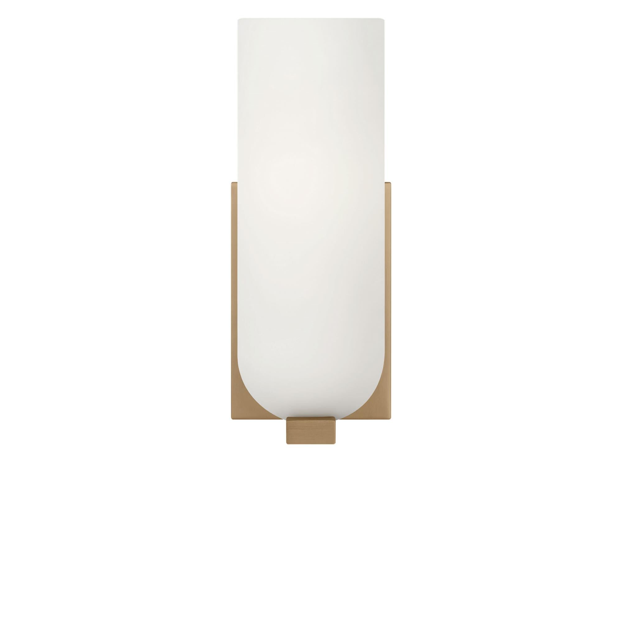 Shown in Satin Brass finish and Etched White glass