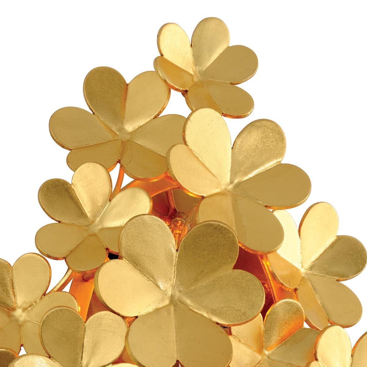 Shown in Gold Leaf finish and Gold glass and Hand-Crafted Iron shade