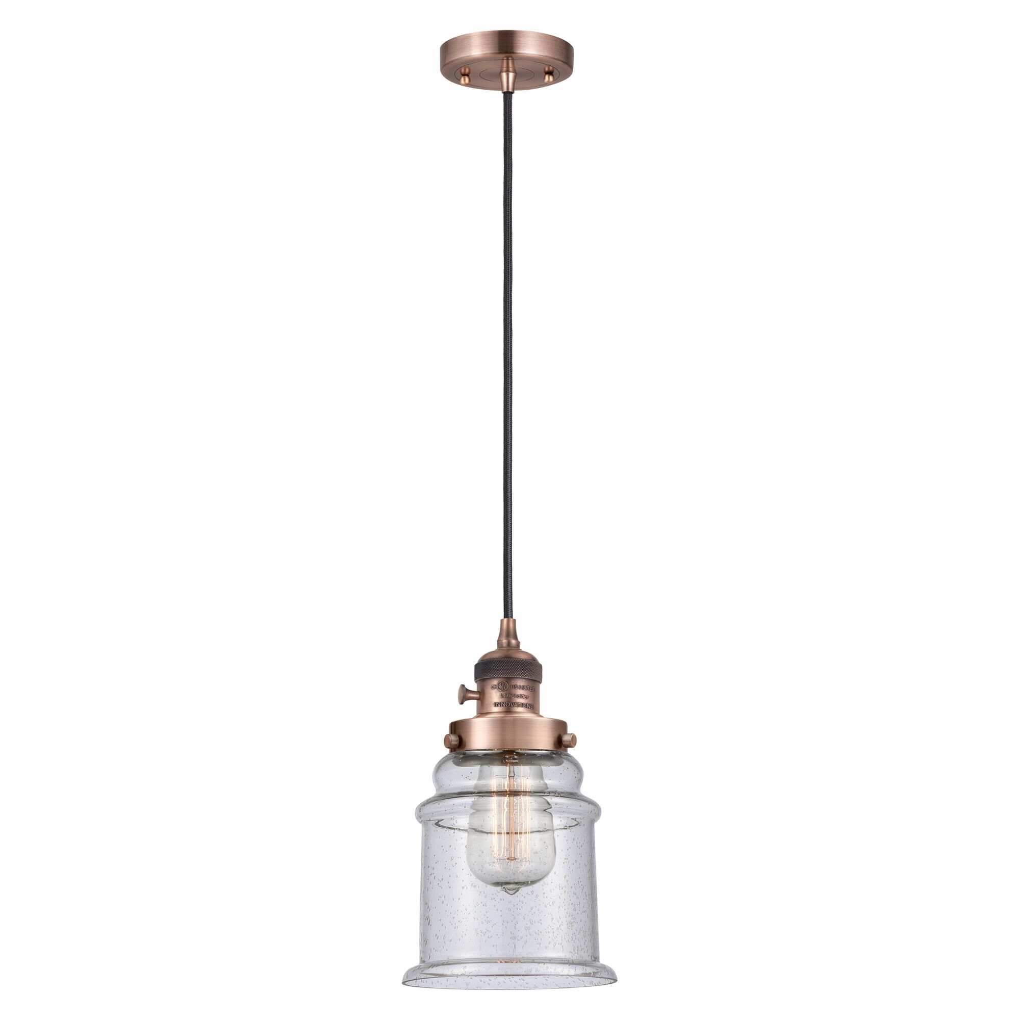 Shown in Antique Copper finish and Seedy glass