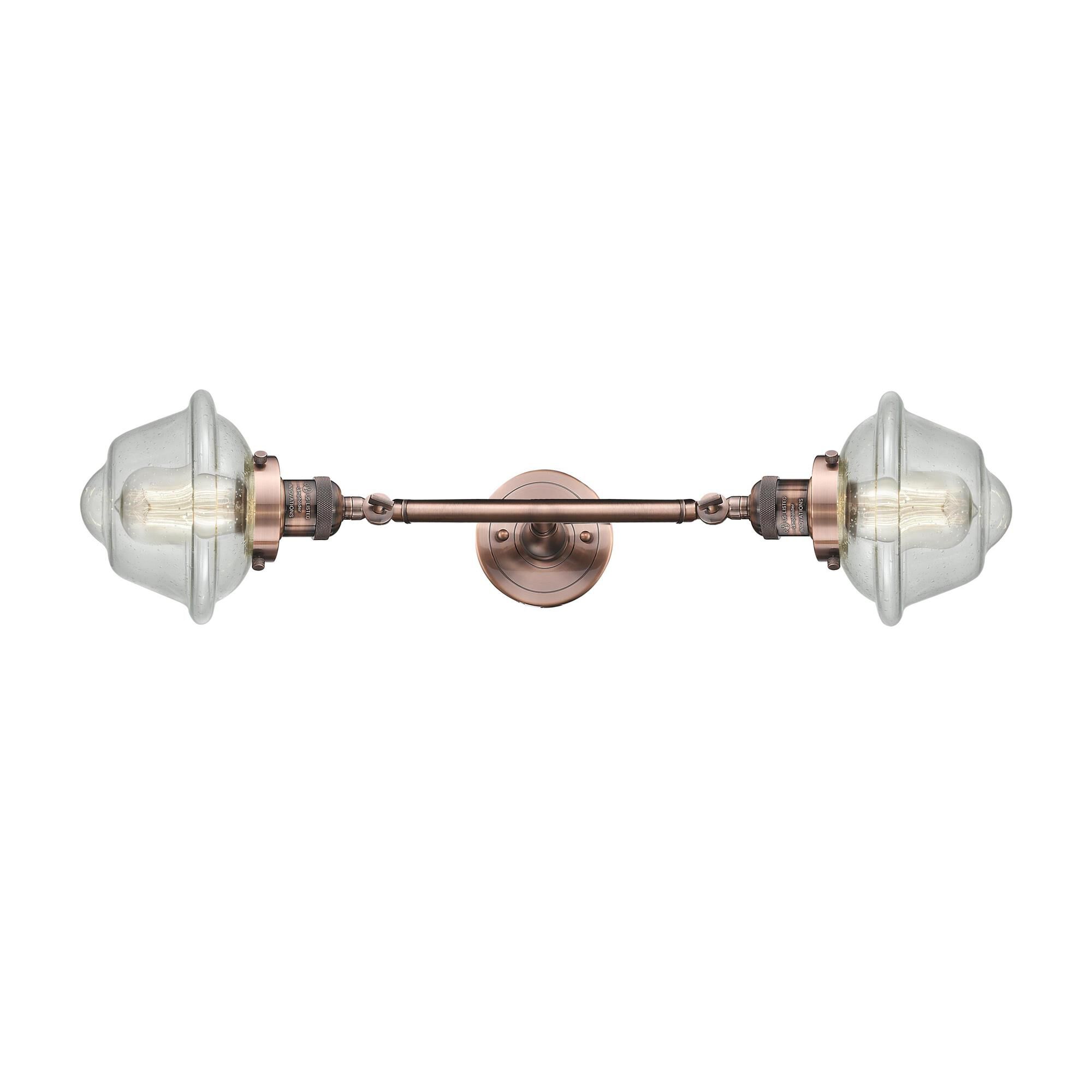 Shown in Antique Copper finish and Seedy glass