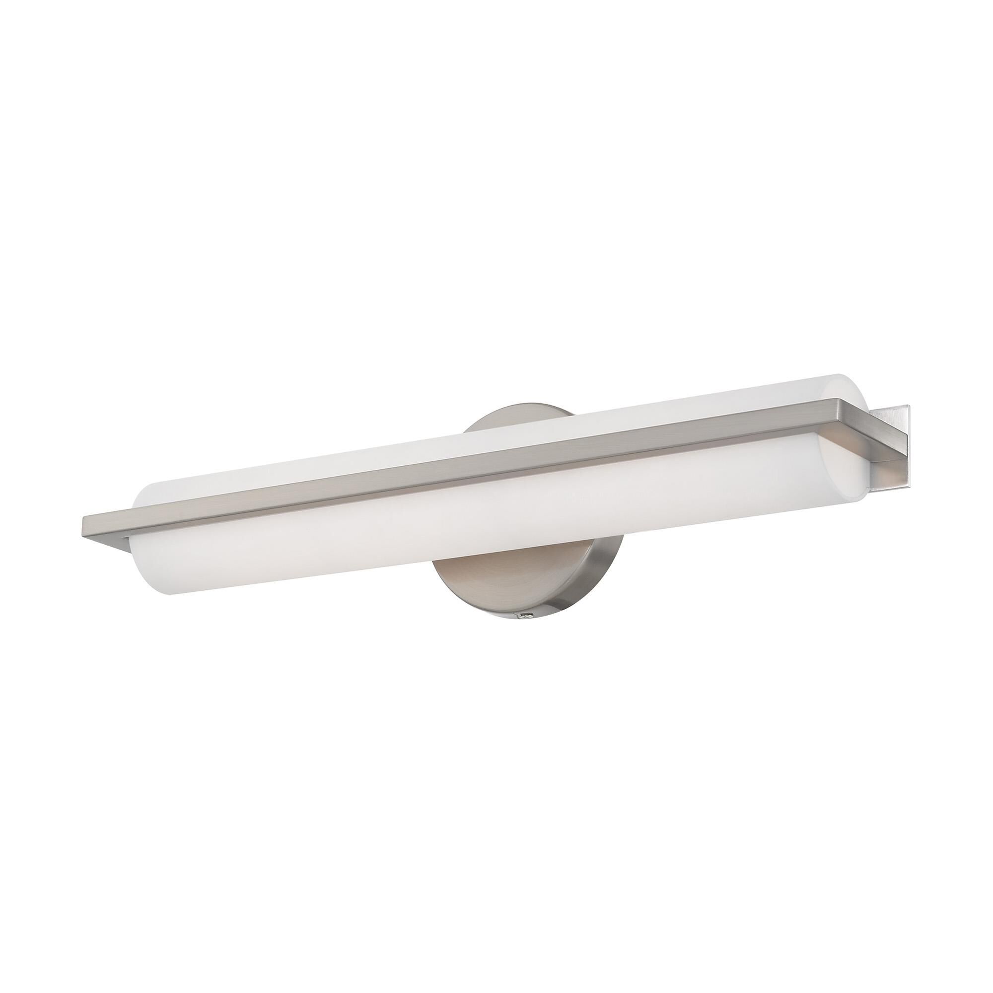 Shown in Brushed Nickel finish and Satin White Acrylic shade