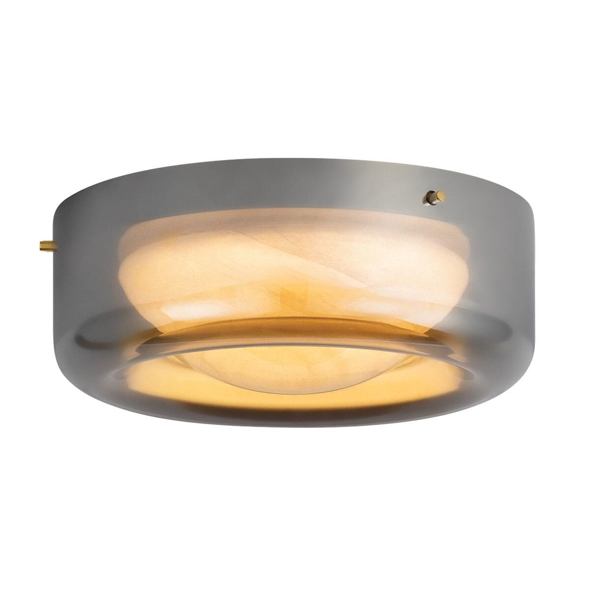 Shown in Aged Brass finish and Plated Smoke glass