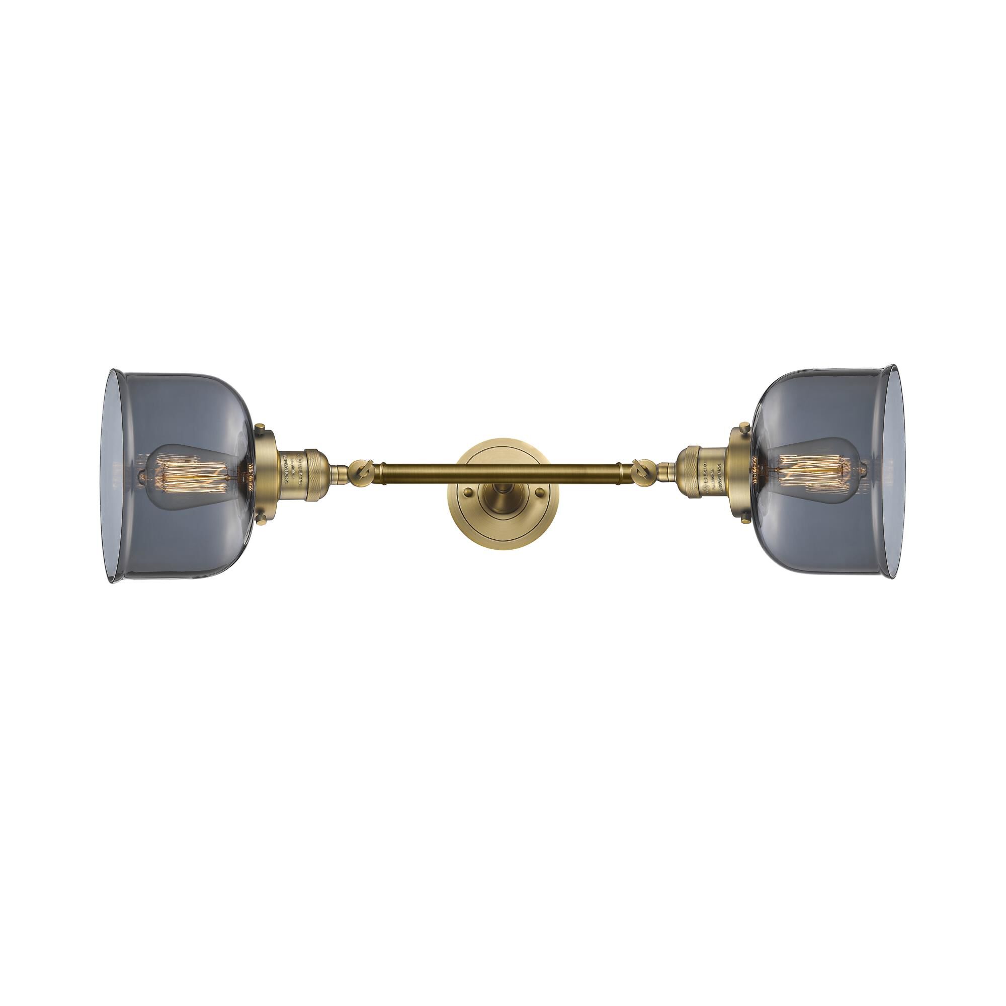 Shown in Brushed Brass finish and Plated Smoked glass