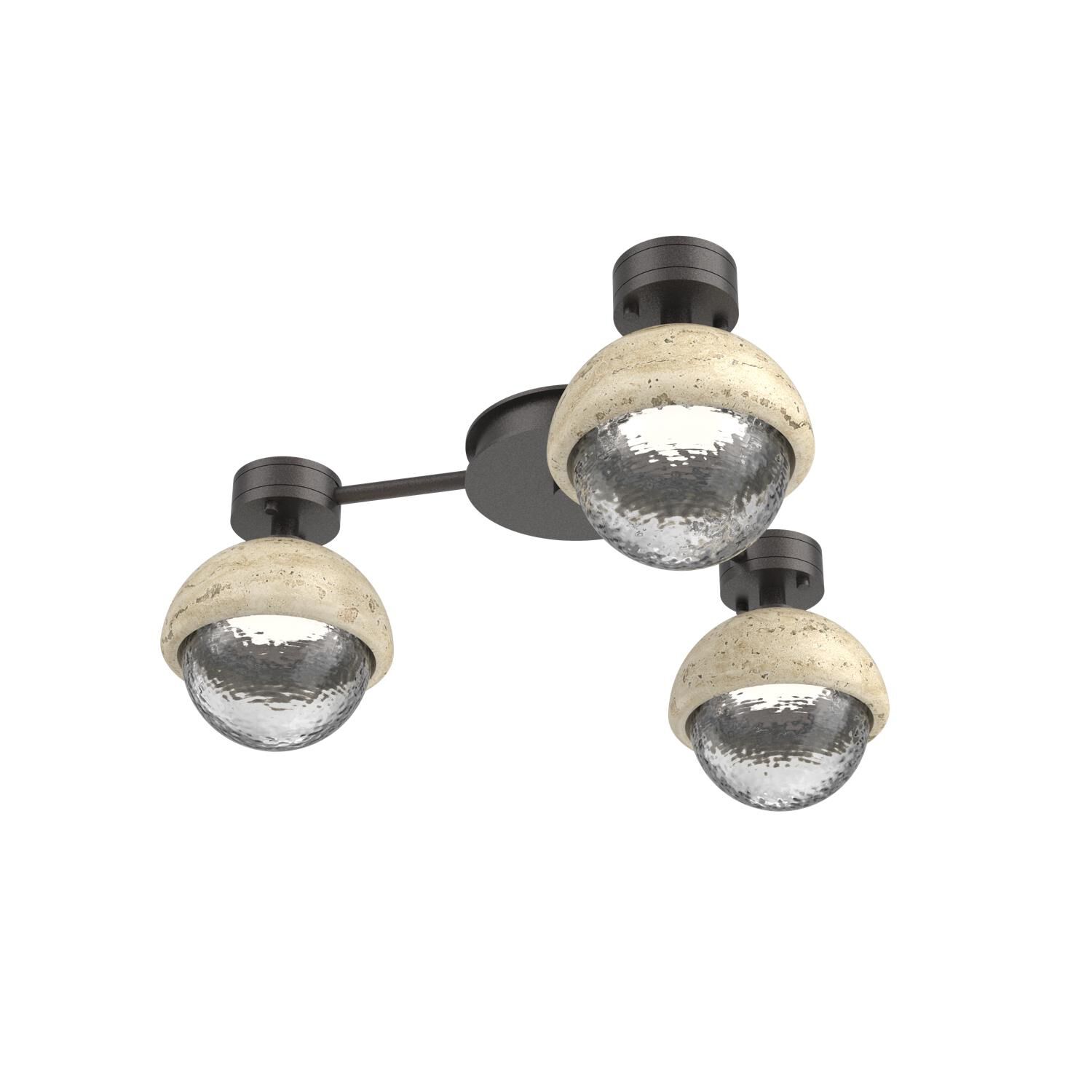 Shown in Graphite finish and Clear glass and Travertine Stone accent