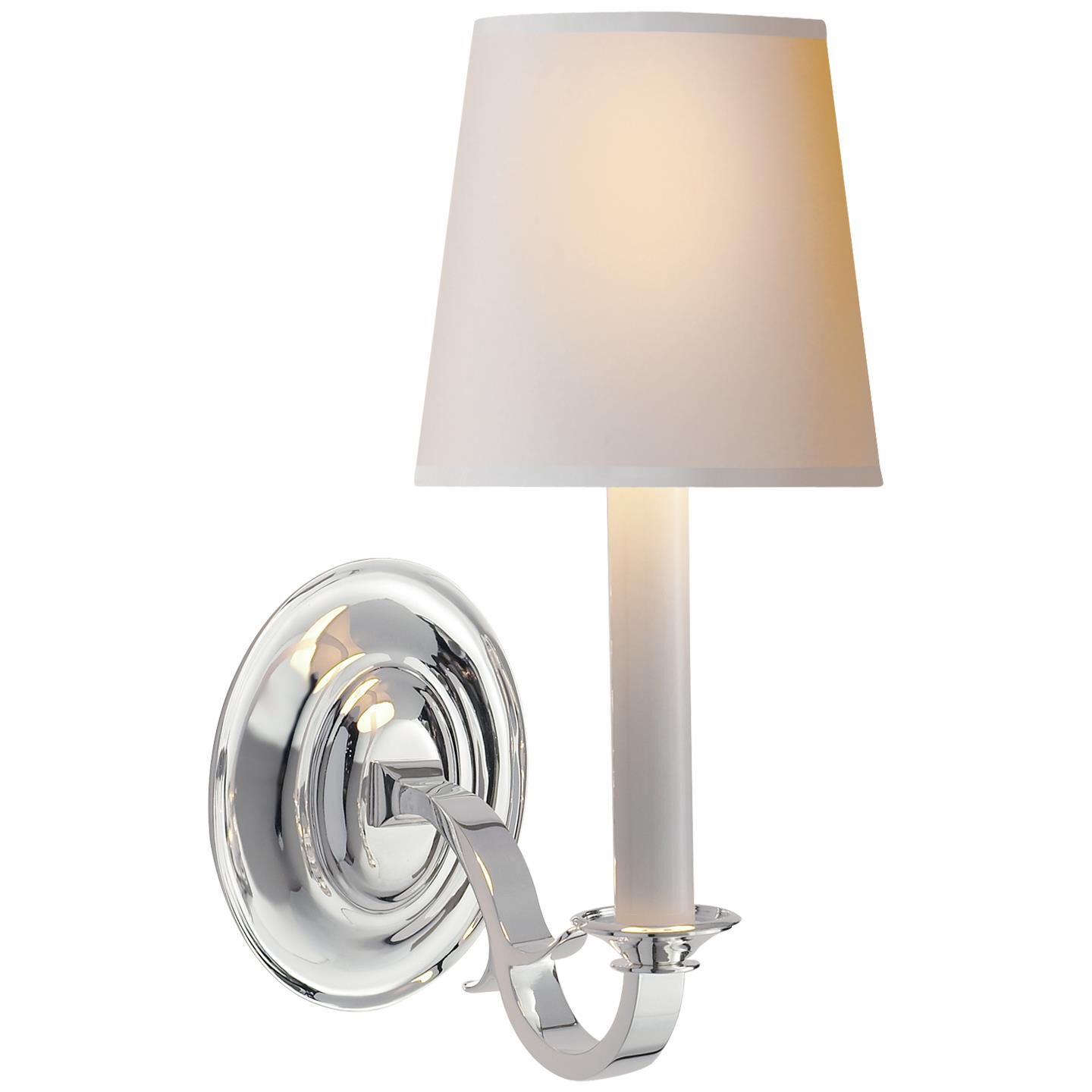 Shown in Polished Silver finish and Natural Paper Oval shade