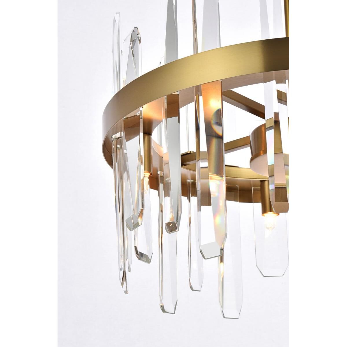 Shown in Satin Gold finish and Royal Cut Clear crystal