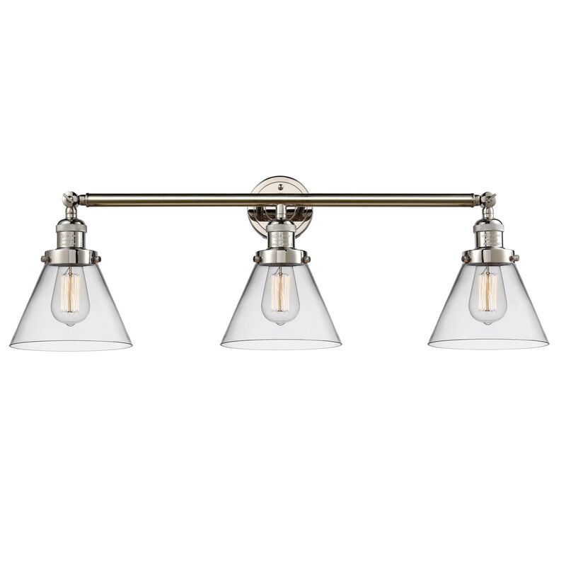 Bruno Marashlian Large Cone 32 Inch 3 Light Bath Vanity Light by Innovations Lighting
