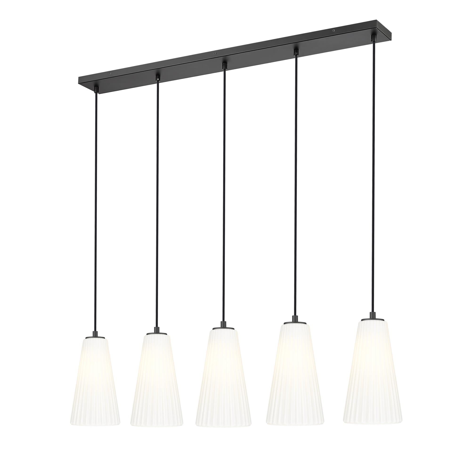 Shown in Matte Black finish and White glass and White shade
