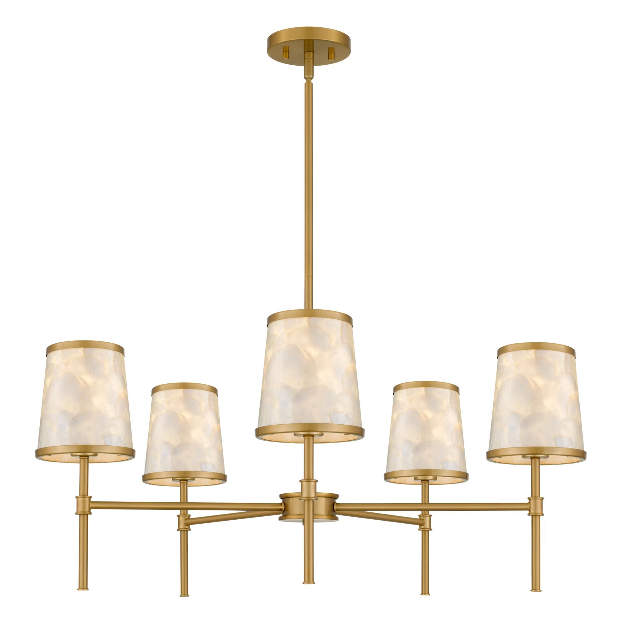 Shown in Brushed Gold finish and Capiz Shell shade