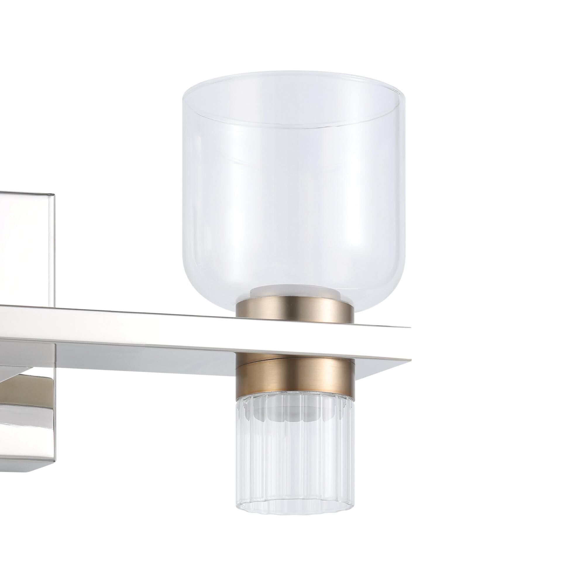 Shown in Polished Nickel finish and Clear, Clear Ribbed glass