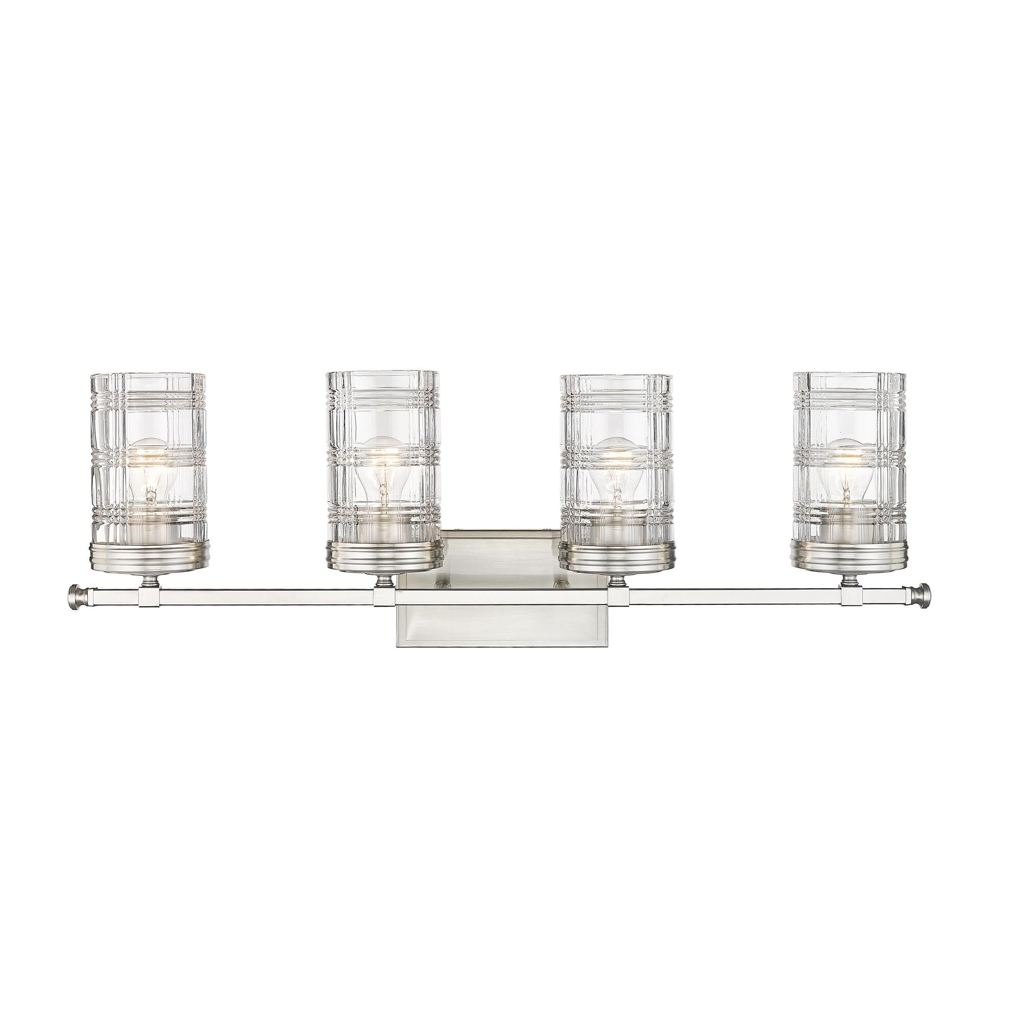 Shown in Brushed Nickel finish and Clear glass