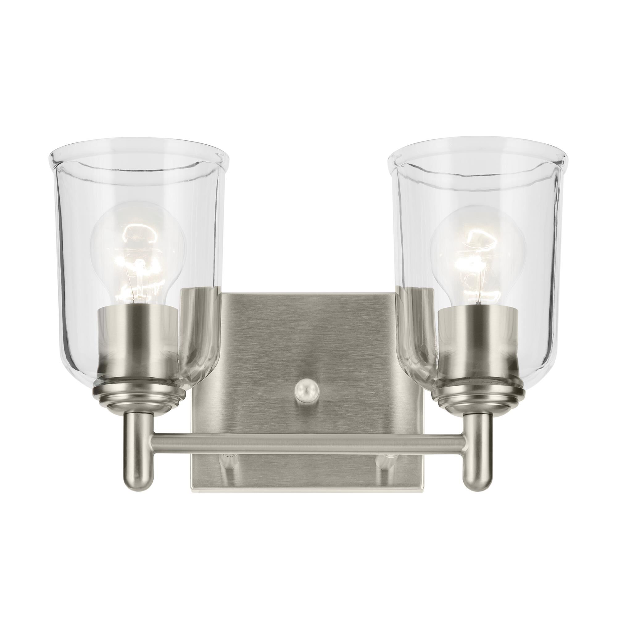 Shown in Brushed Nickel finish and Clear glass