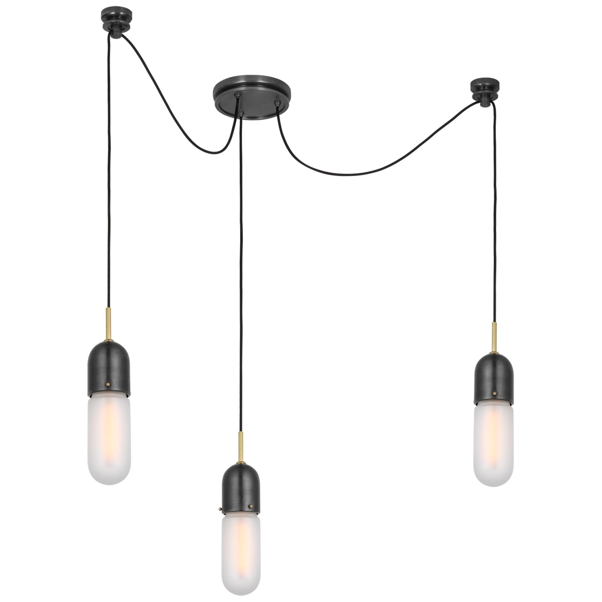 Shown in Bronze and Brass finish and Frosted glass