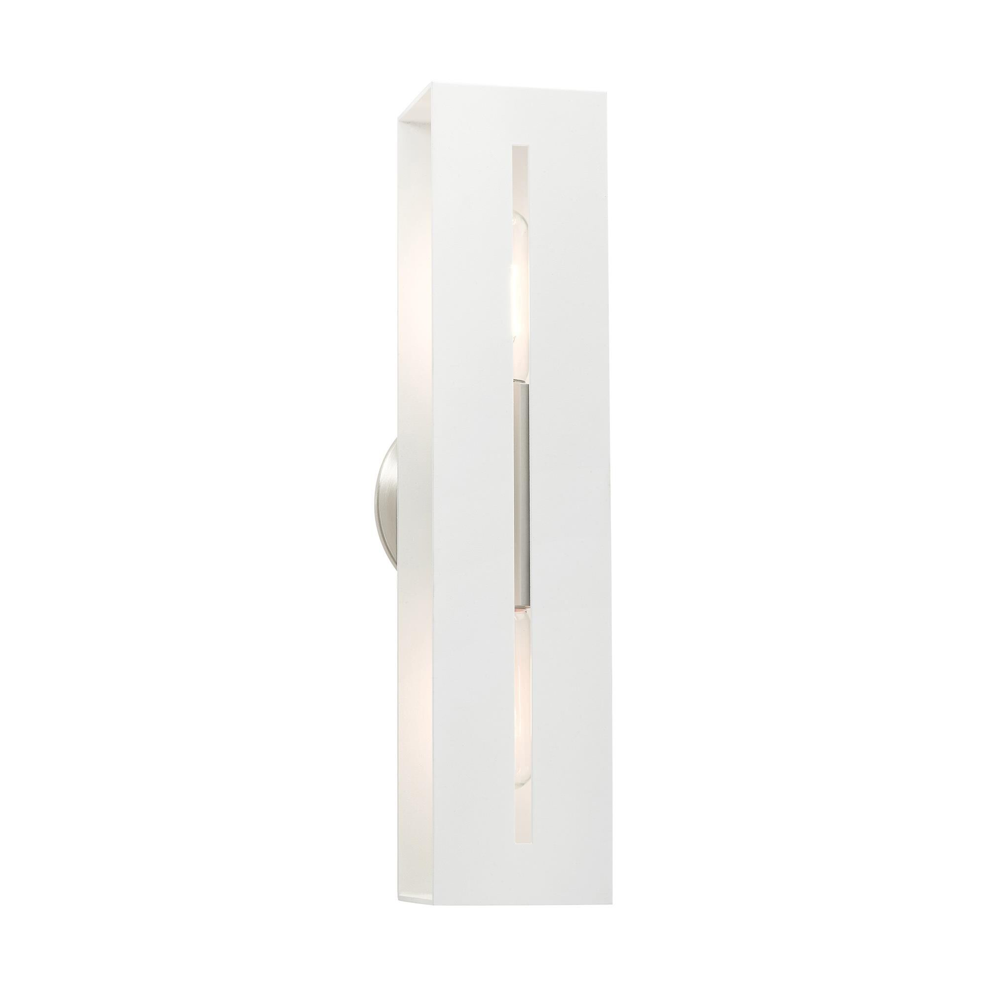 Shown in Textured White With Brushed Nickel Finish Accents finish and Hand Welded Textured White shade