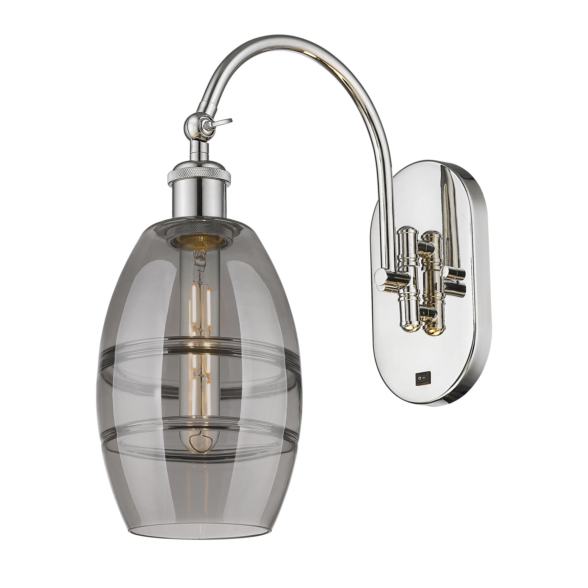 Shown in Polished Nickel finish and Light Smoke glass