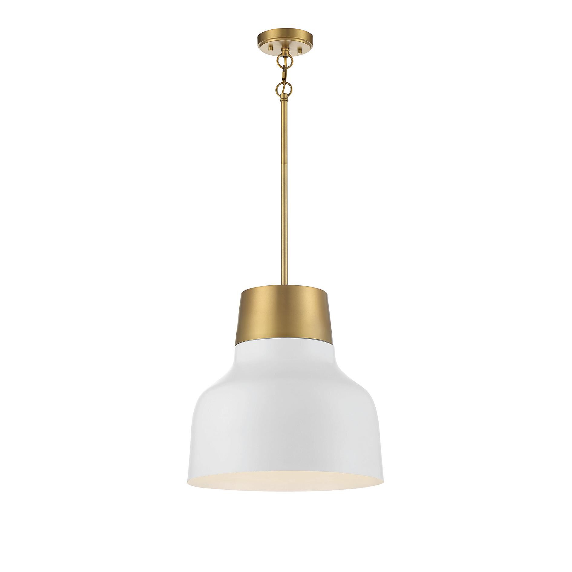 Shown in White With Natural Brass finish and White Metal shade