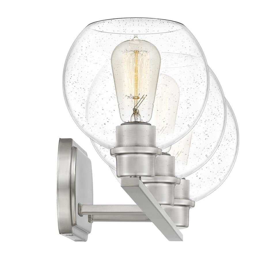 Shown in Brushed Nickel finish and Clear Seedy Glass, Clear Glass, Etched  With White Inside Glass shade