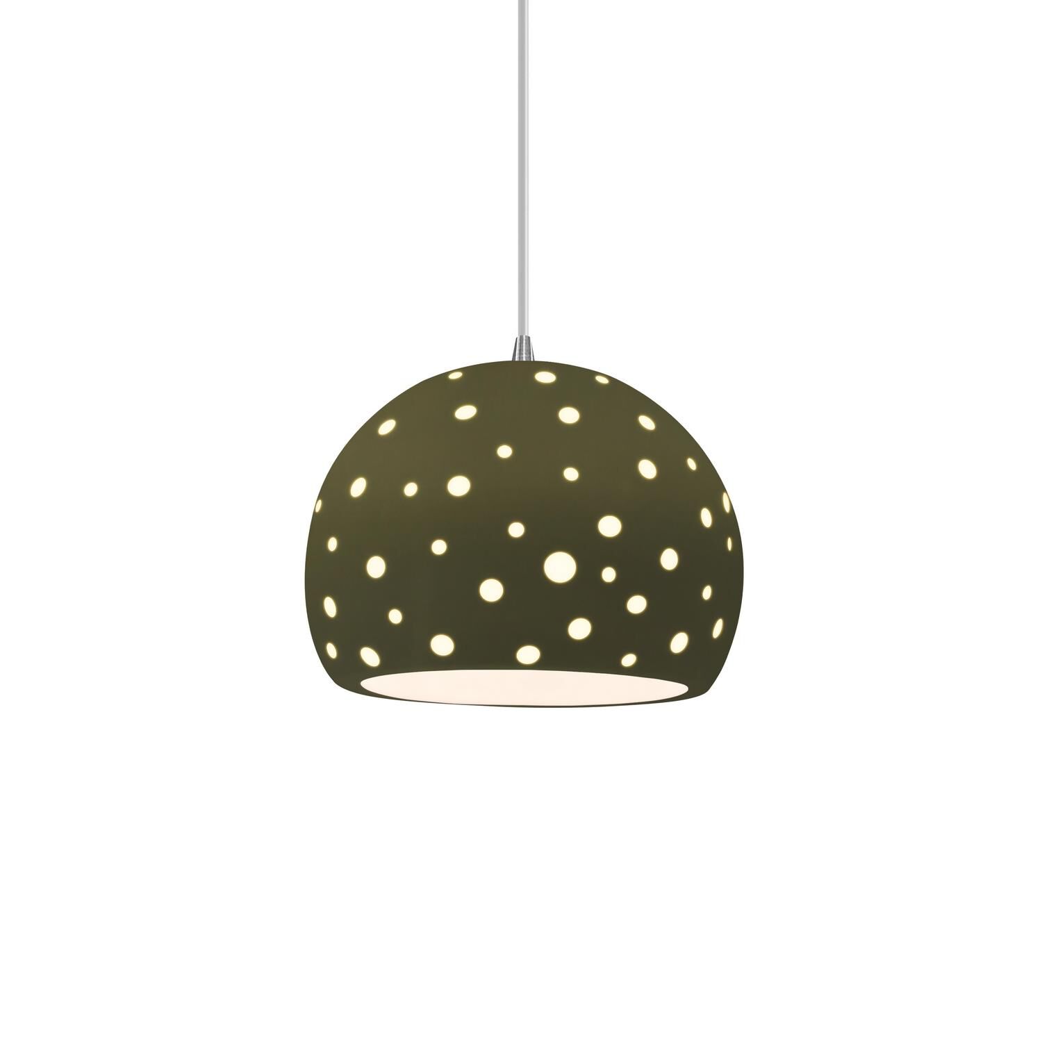 Shown in Brushed Nickel finish and Matte Green shade