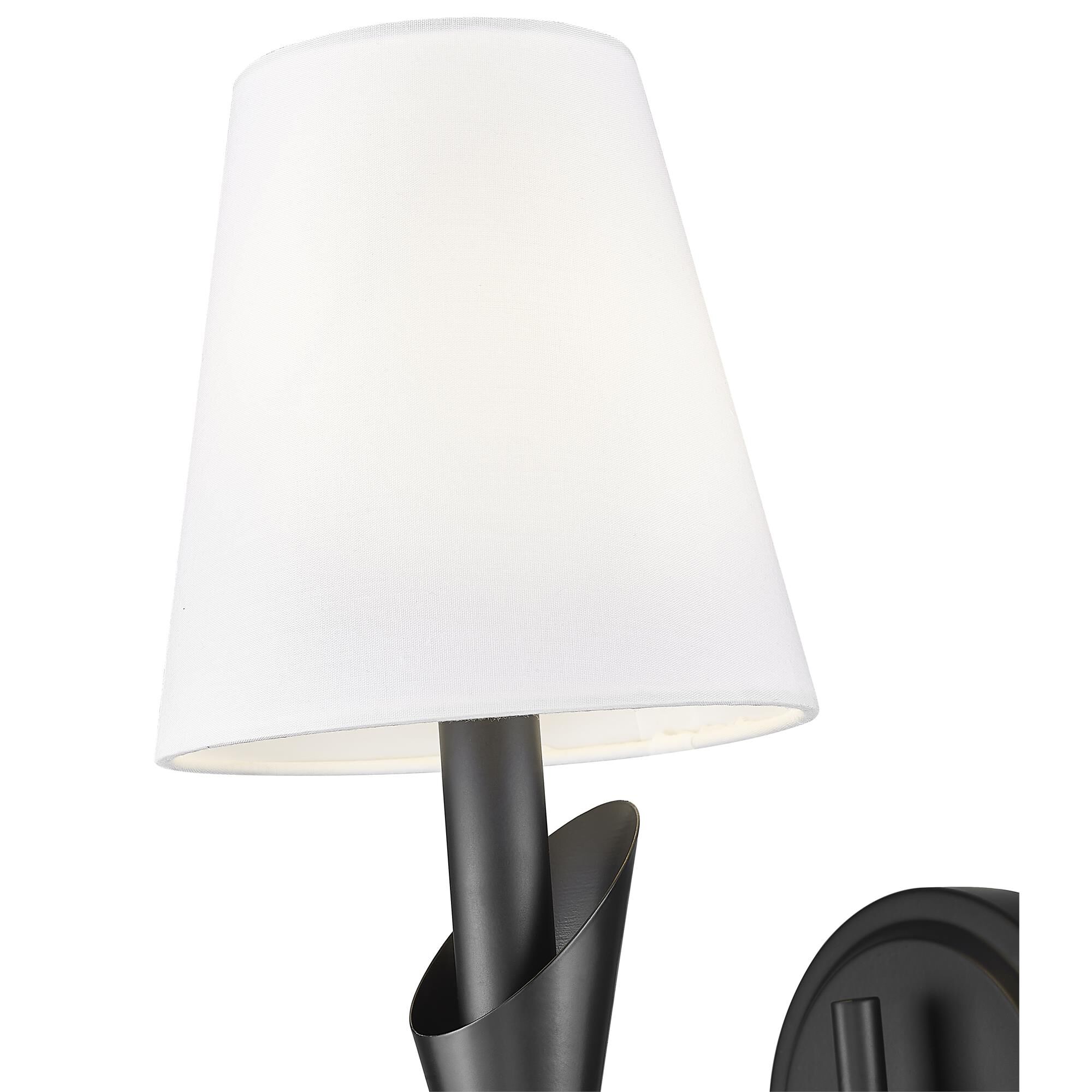 Shown in Matte Black finish and White glass and White shade