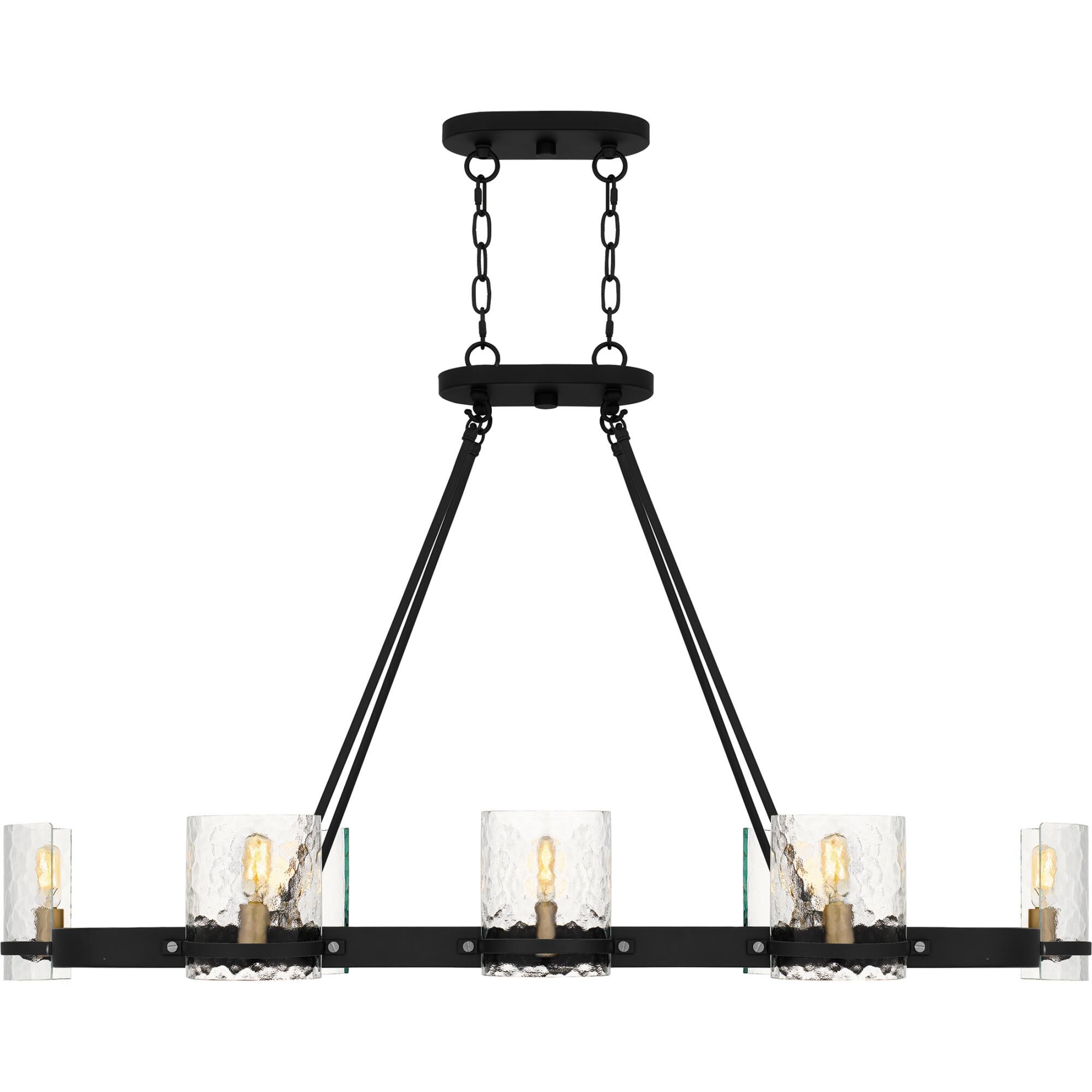 Shown in Matte Black finish and Clear Hammered Glass shade