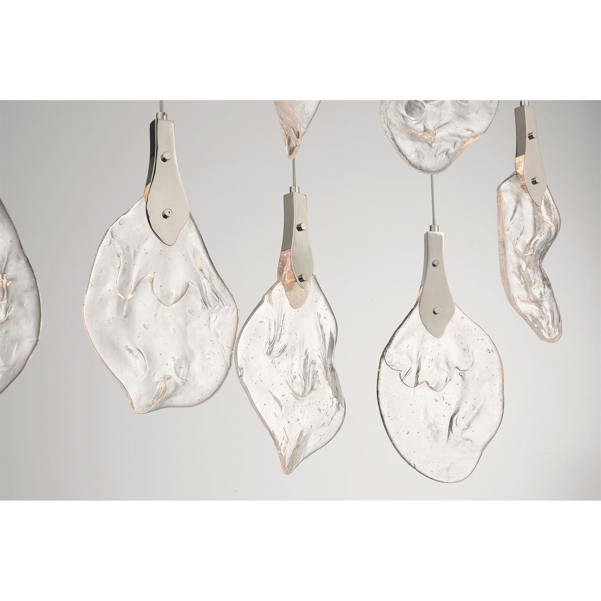Shown in Polished Nickel finish and Clear Organic glass