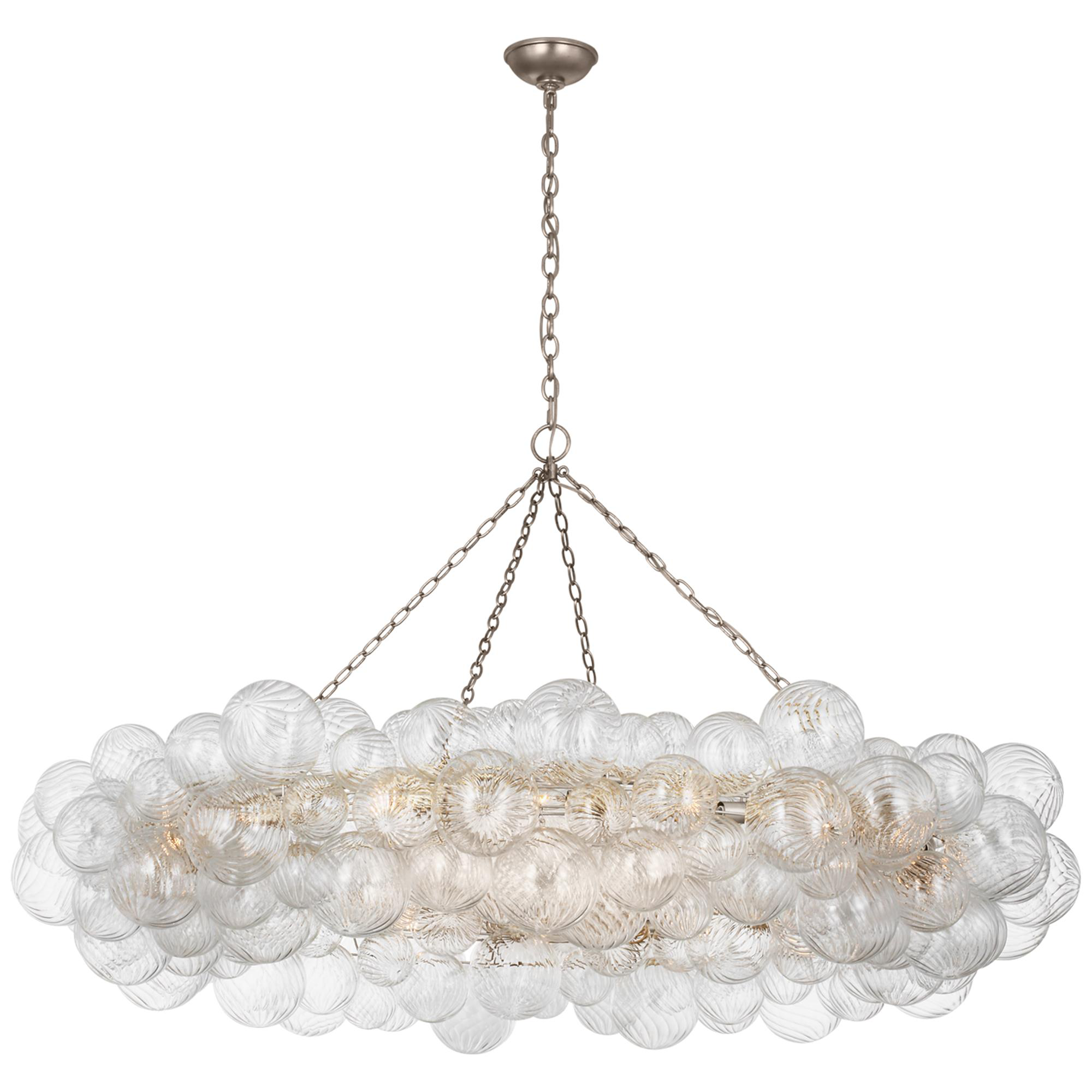 Shown in Burnished Silver Leaf And Clear Swirled Glass finish