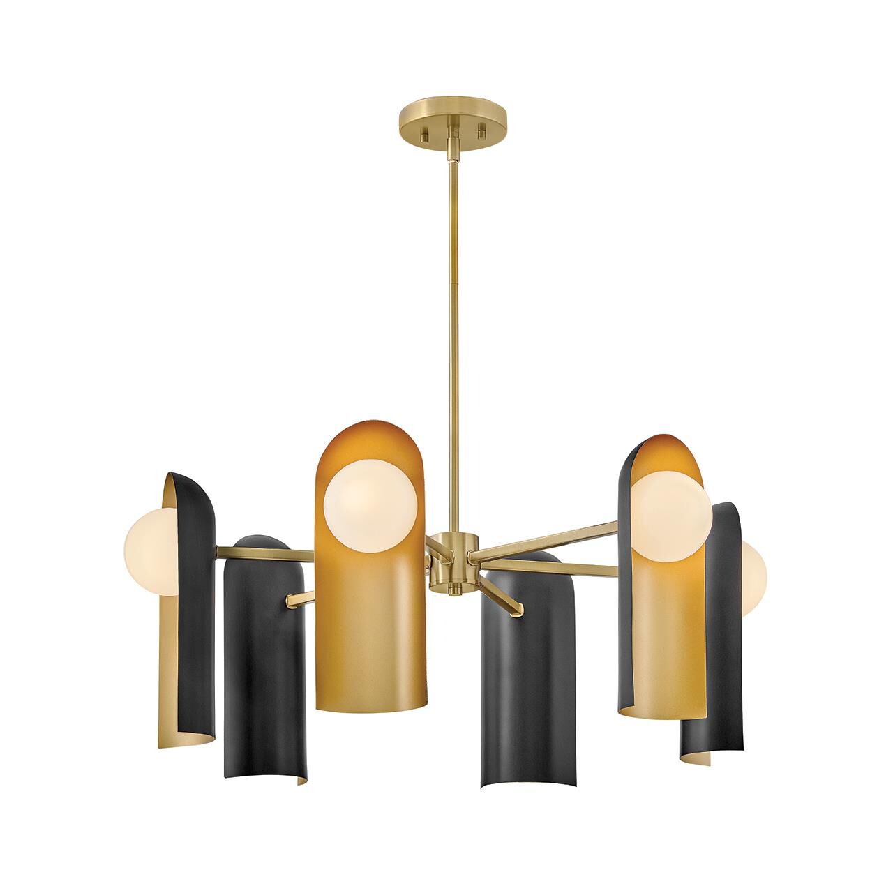 Shown in Lacquered Brass and Black finish and Cased Opal glass