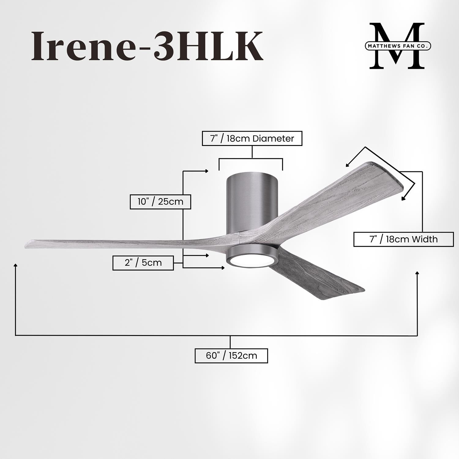 Irene 60 Inch Flush Mount Fan with Light Kit by Matthews Fan Company