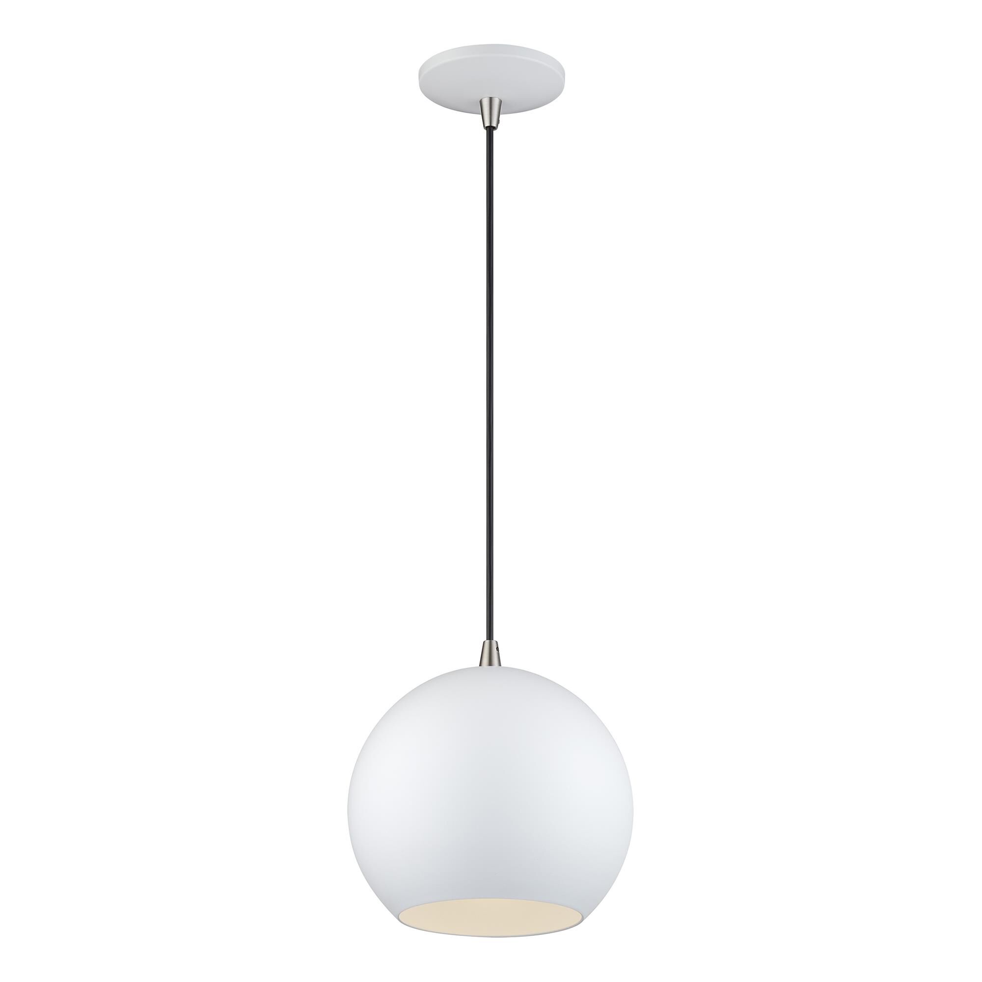 Shown in White with Brushed Nickel Accents finish and White Aluminum with Shiny White Inside shade