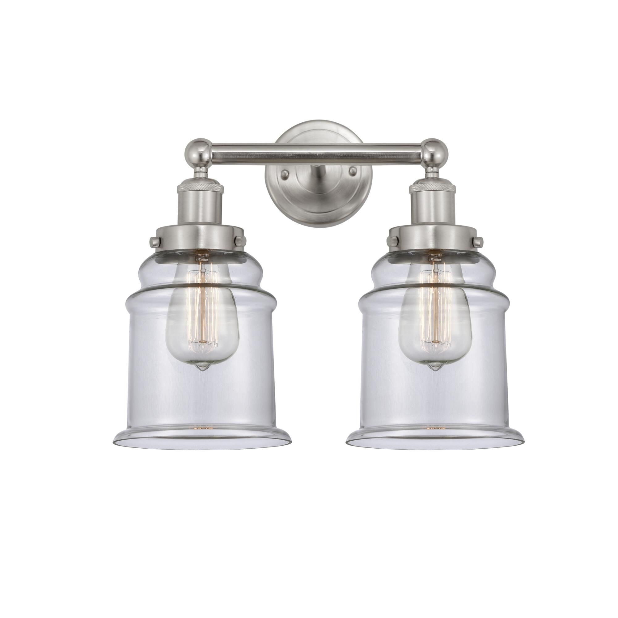 Shown in Brushed Satin Nickel, Clear finish and Clear glass and Clear Glass shade
