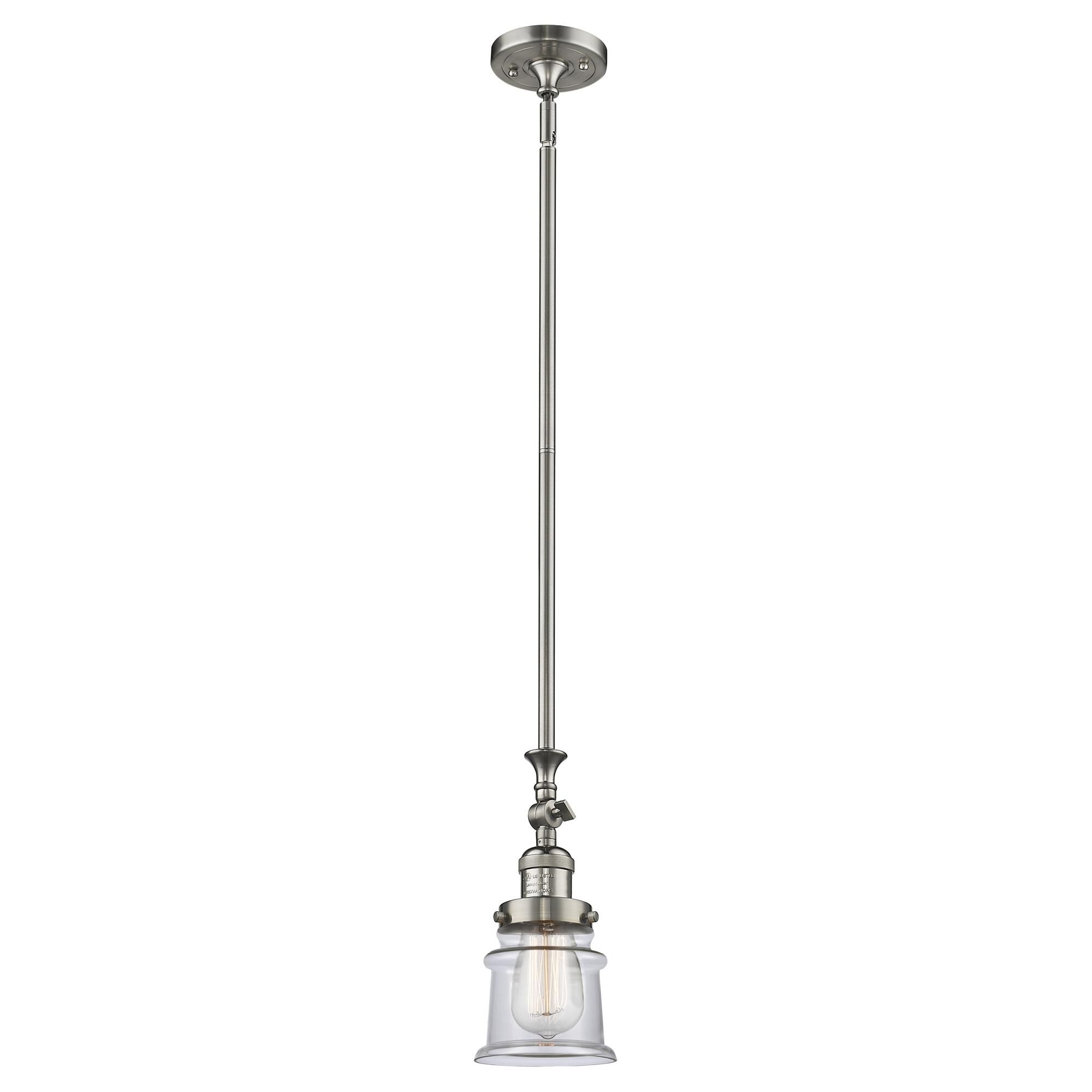 Shown in Brushed Satin Nickel finish and Clear glass