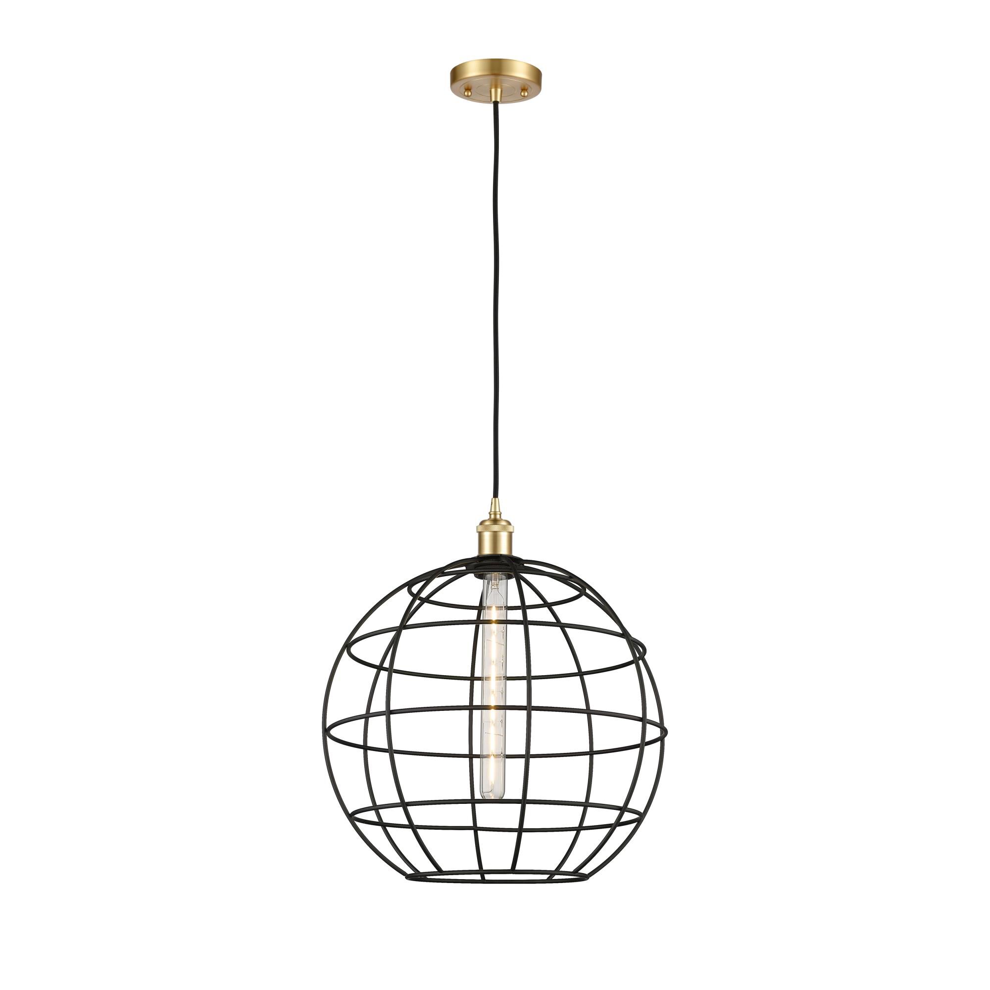 Shown in Satin Gold finish and Matte Black shade