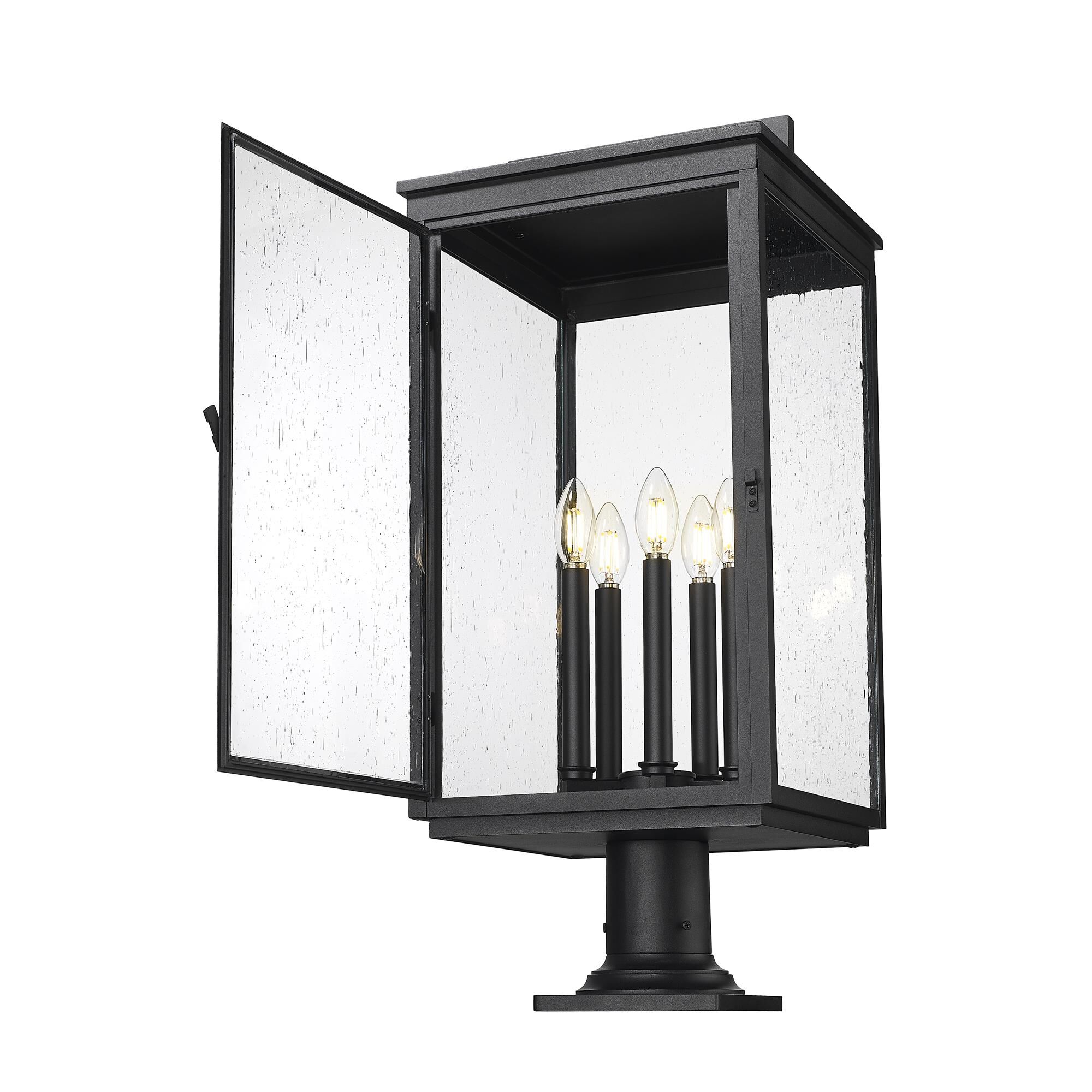 Shown in Sand Black finish and Clear Seedy glass and Clear Seedy shade