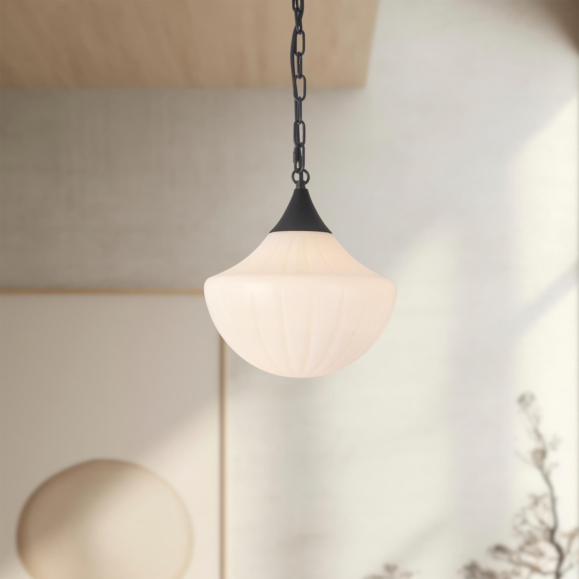 Shown in Matte Black finish and Glossy Ribbed Opal glass