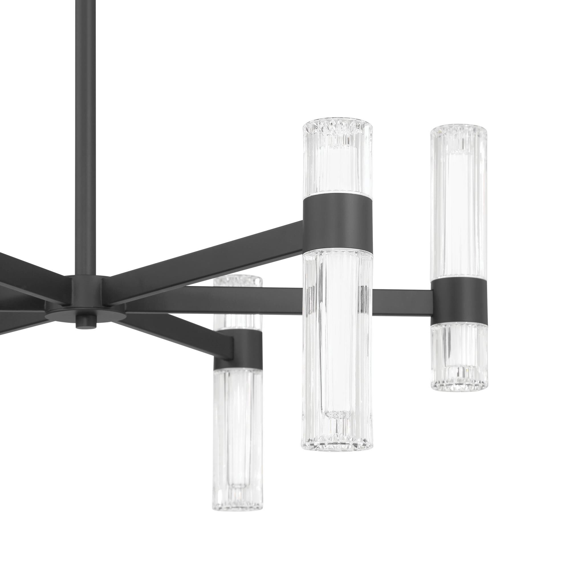 Shown in Matte Black finish and Clear Ribbed, White glass