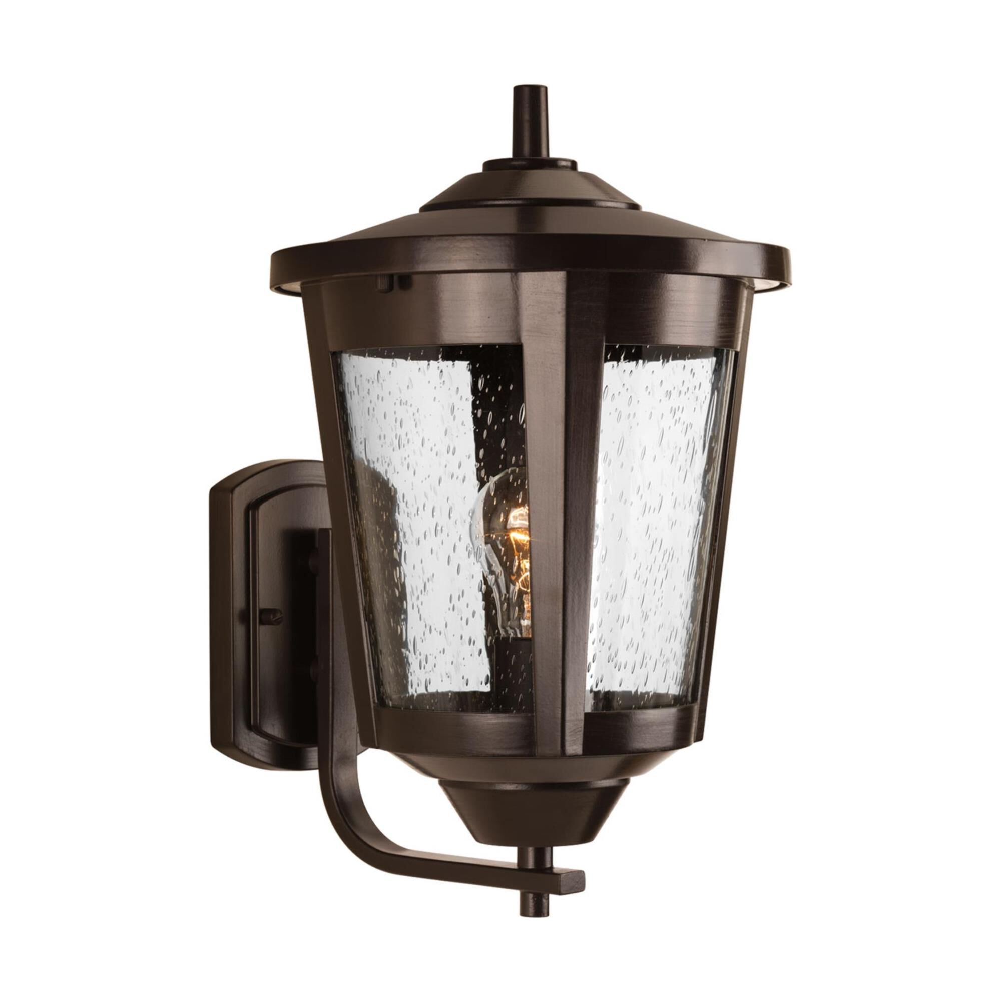 Shown in Antique Bronze finish and Clear Seeded glass