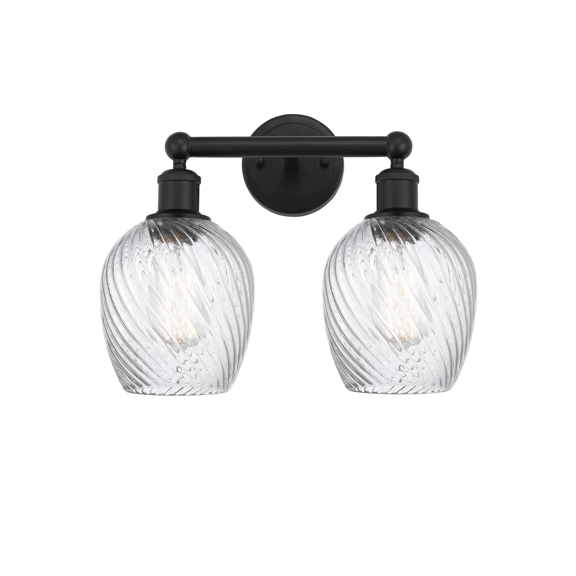Shown in Matte Black, Clear Spiral Fluted finish and Clear Spiral Fluted glass and Clear Spiral Fluted Glass shade