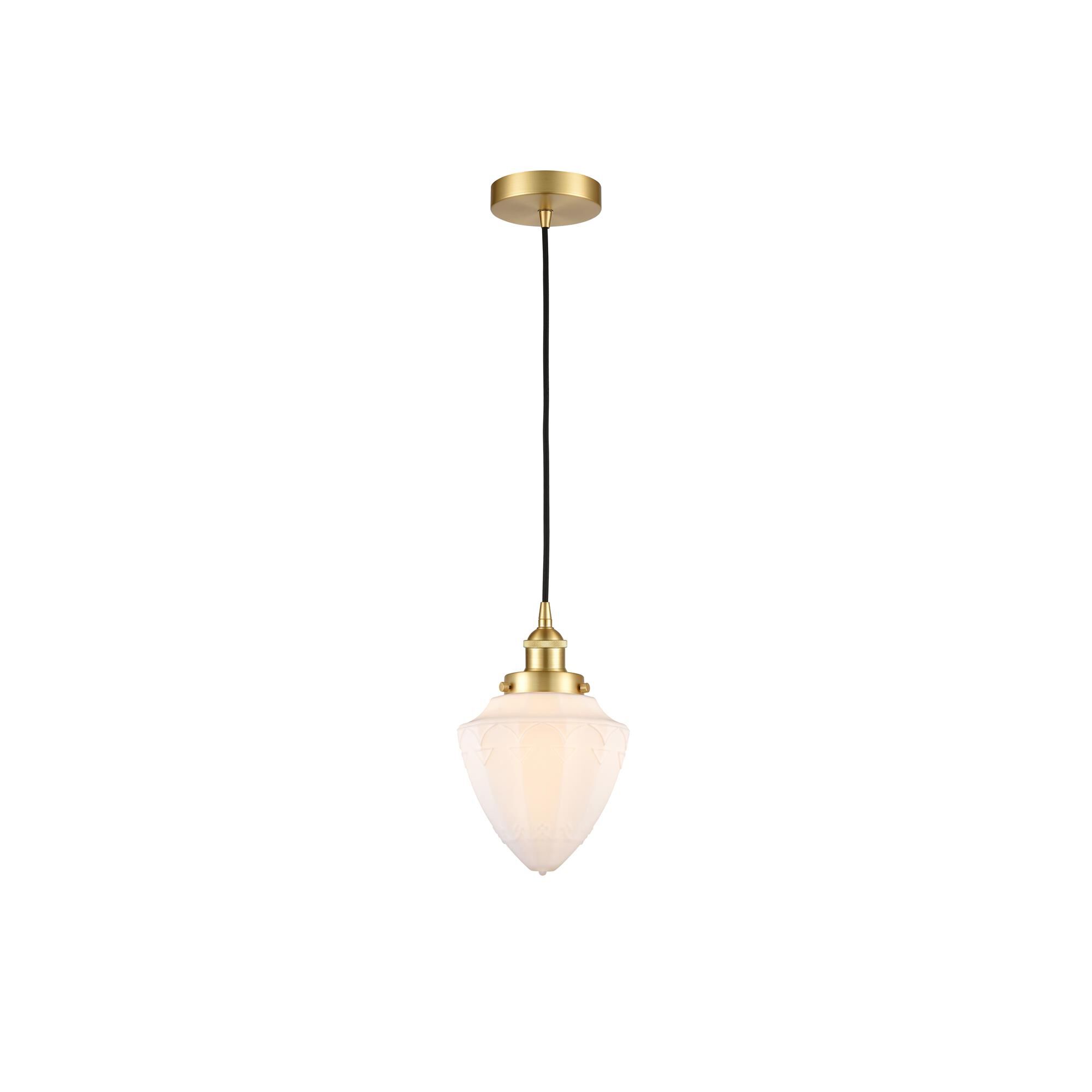 Shown in Satin Gold finish and Matte White Cased Small Bullet glass