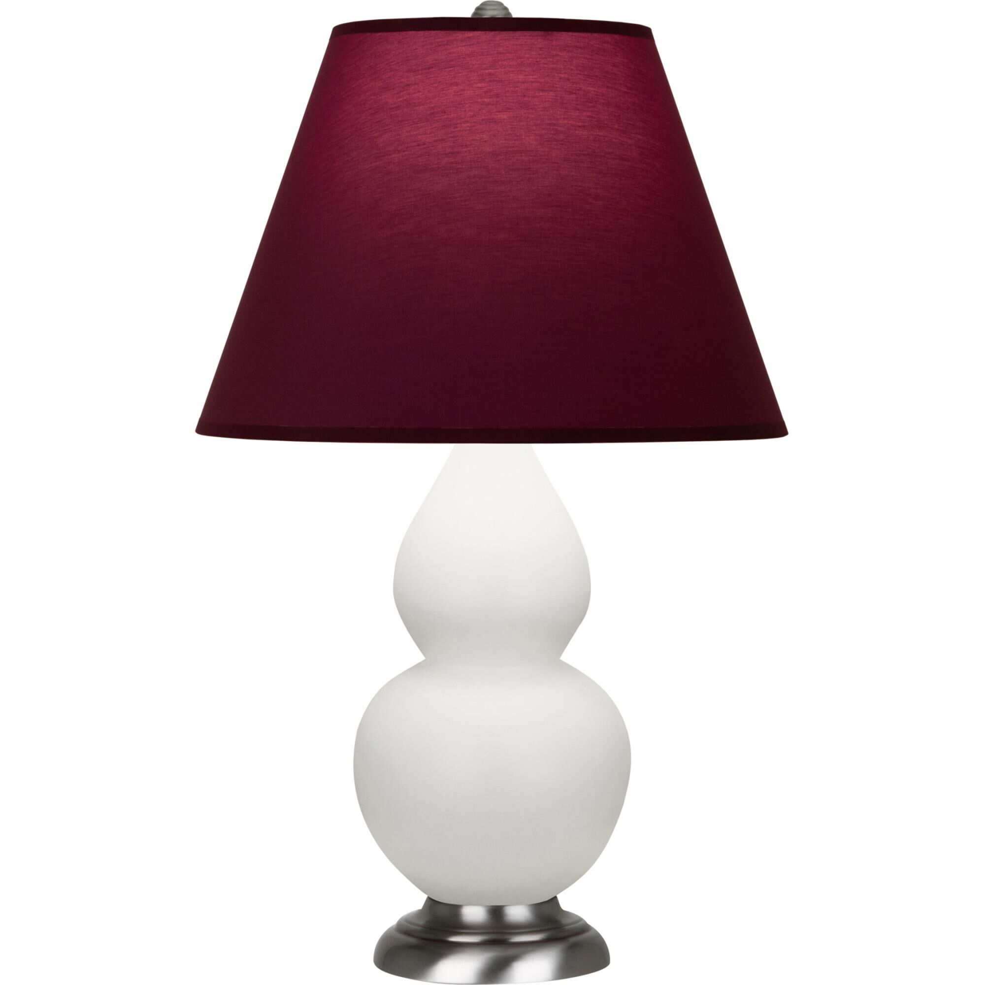 Shown in Matte Lily finish and Plum and Lavender shade and Antique Silver accent