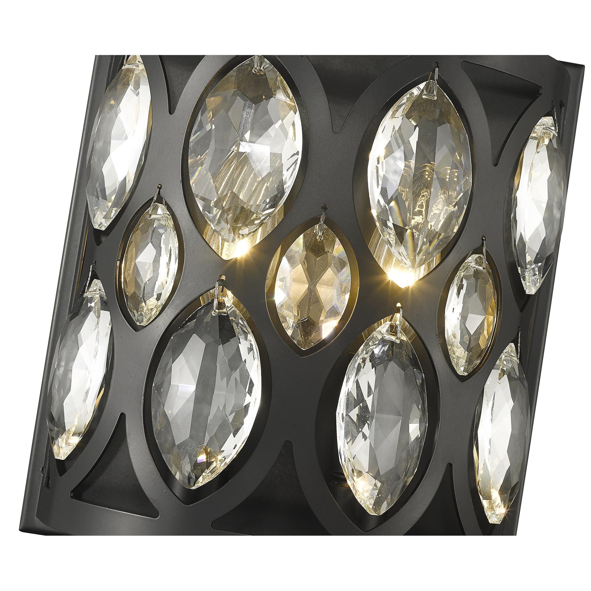 Shown in Matte Black finish and Steel + K9 Crystal glass and Steel + K9 Crystal shade